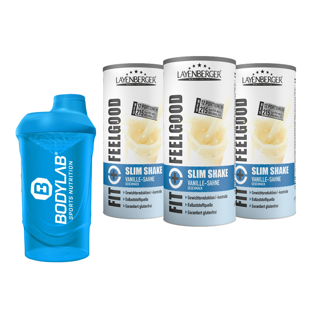 3 x Fit Feelgood Mahlzeitersatz SLIM (3x396g)   Bodylab24 Shaker gratis!