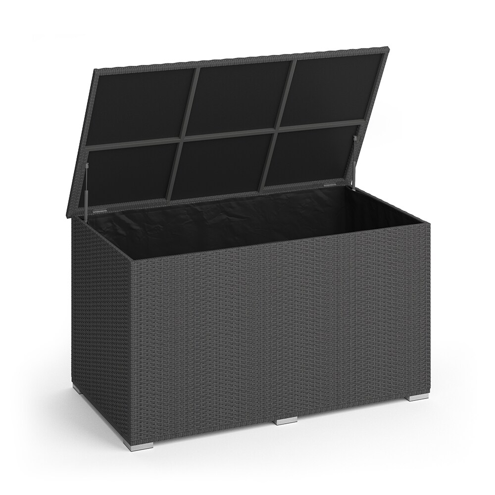 Oskar XXL Polyrattan Kissenbox 950L Auflagenbox Anthrazit Gartenbox Gartentruhe