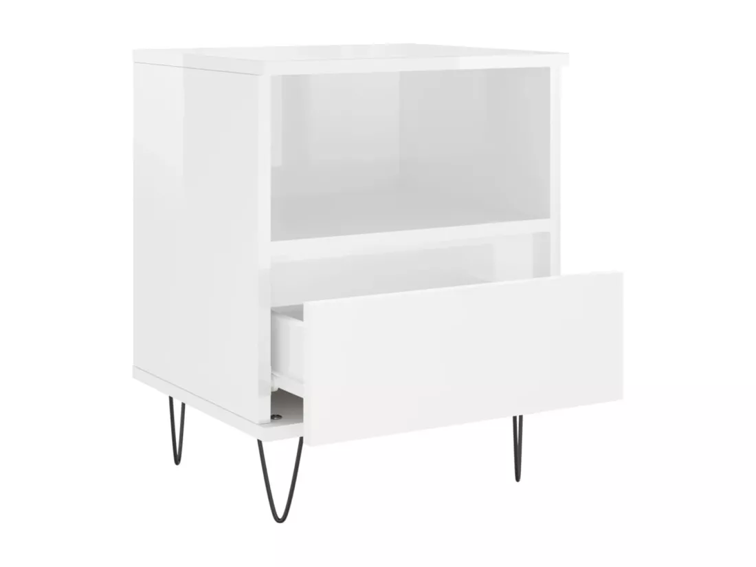 Table de chevet Blanc brillant 40x35x50 cm Bois d’ingénierie