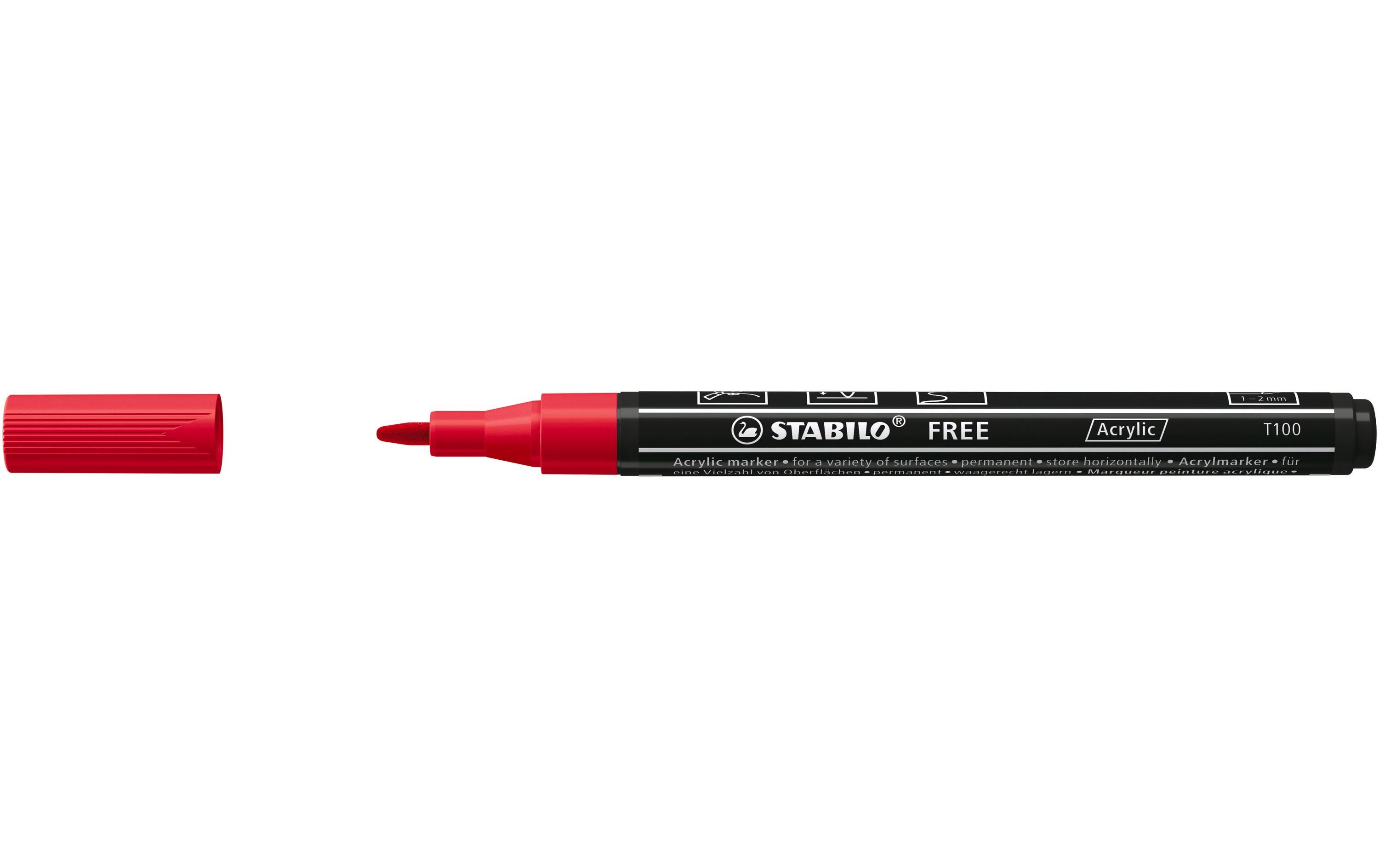 Acrylmarker Free Acrylic T100 KarminMarker mit pigmentierter, wasserbasierter Tinte