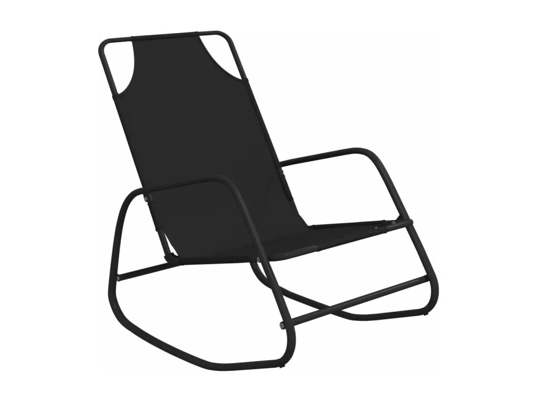 Chaises longues à bascule 2 pcs Noir Acier et textilène