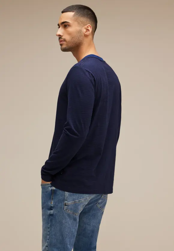 Henleyshirt mit Brustprint - true blue