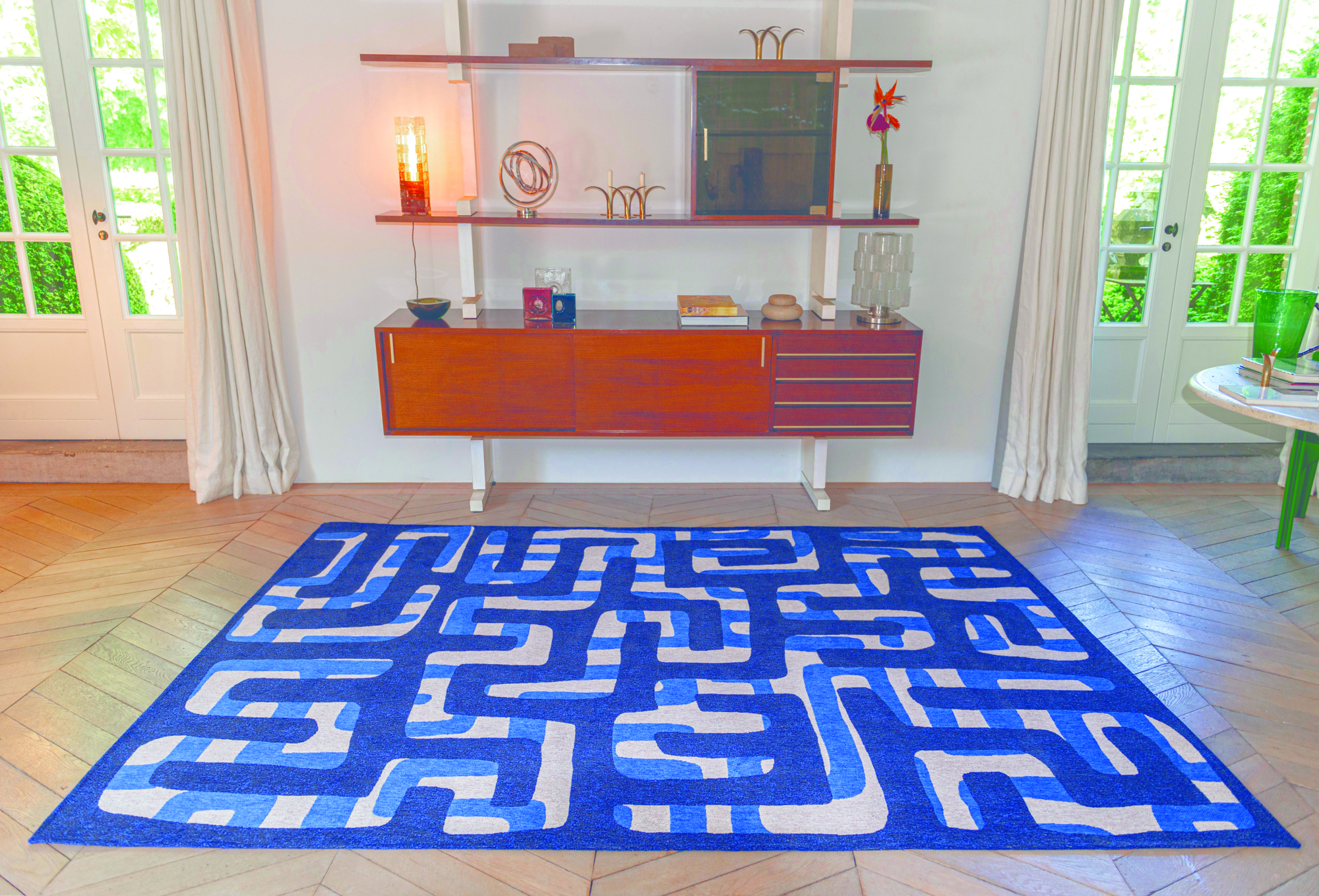 Ecorugs vloerkleed Kuba blauw ∅ 140 cm