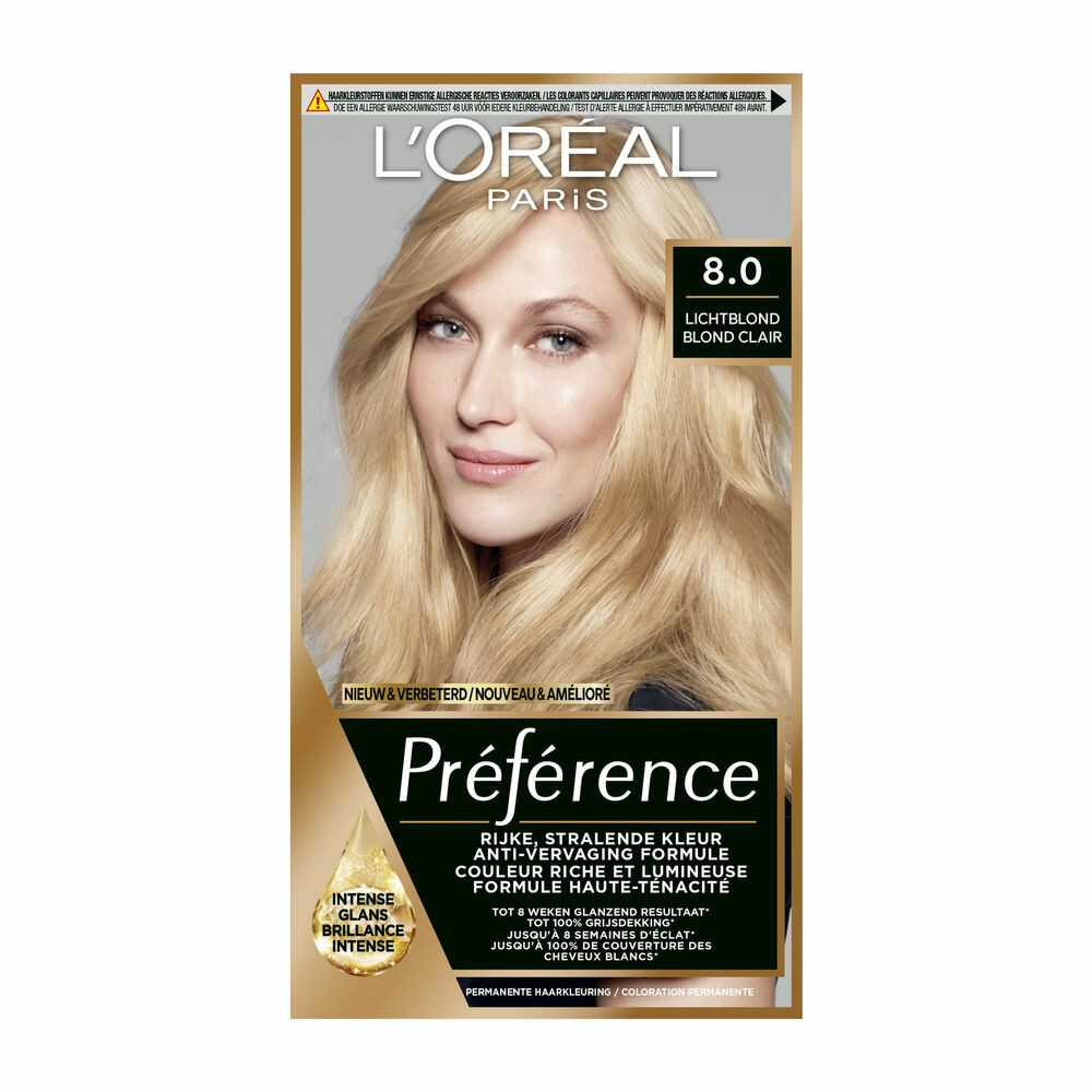 L'Oréal Préférence Permanente Haarkleuring 8.0 Lichtblond