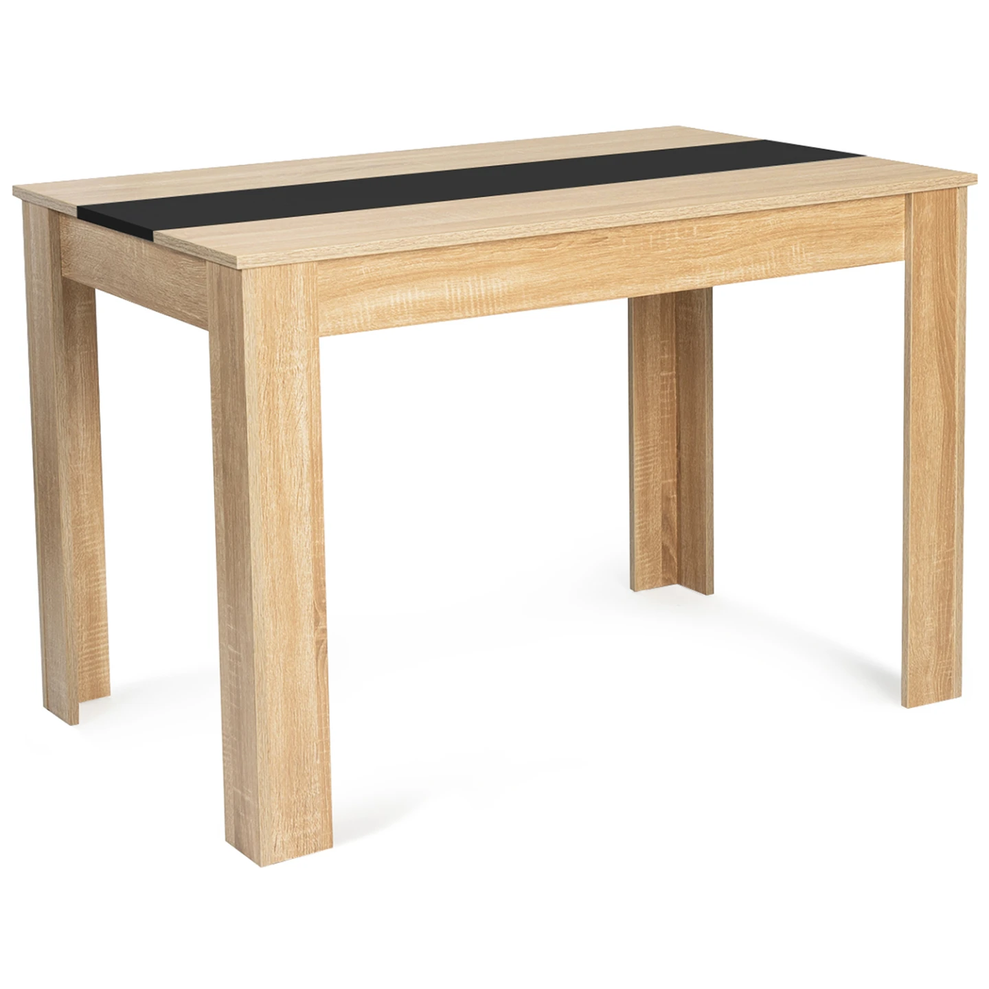 Table à manger rectangle ROZY 6 personnes façon hêtre et noire 110 cm
