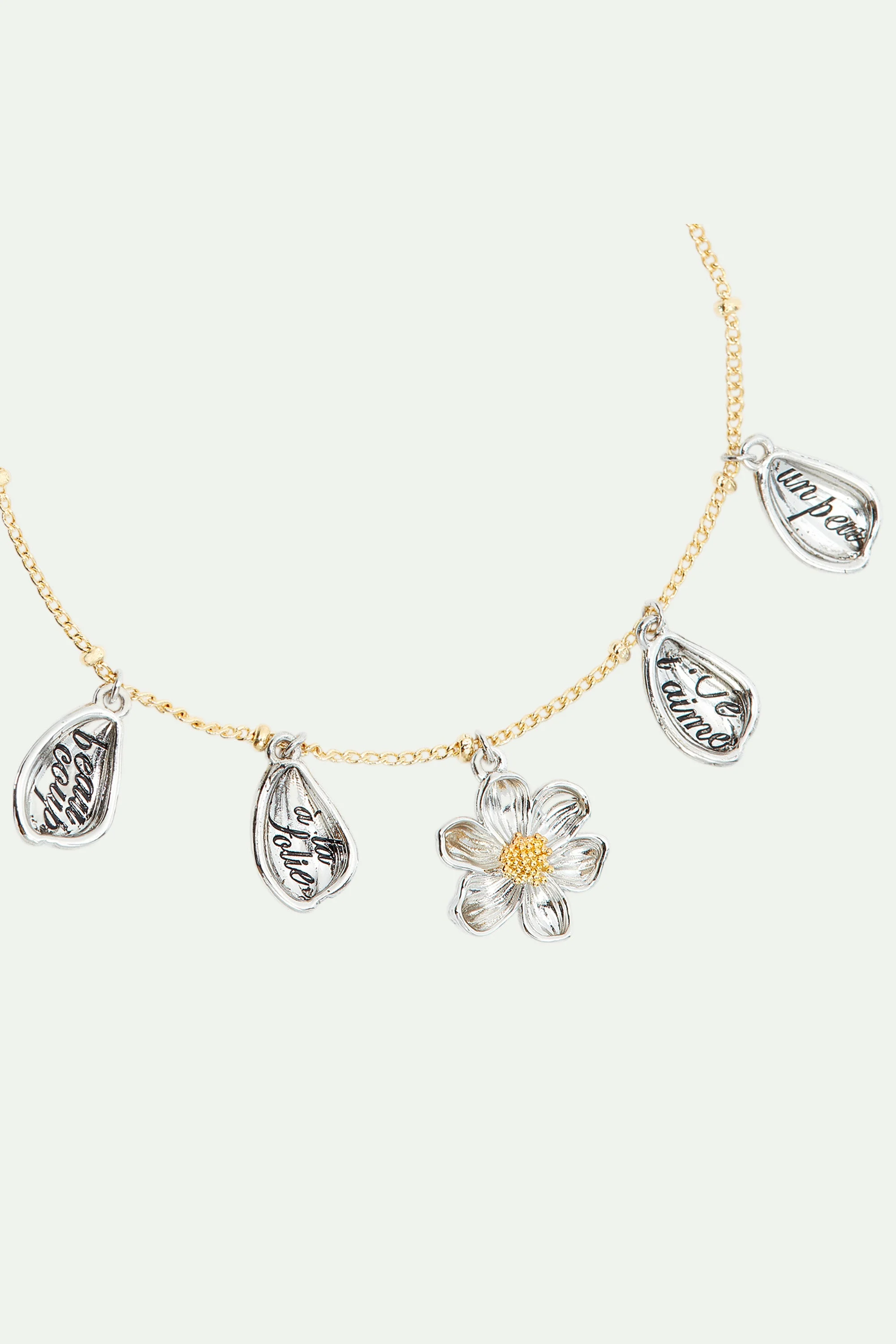 Bracelet fin marguerite et pétales gravés | Multicolore