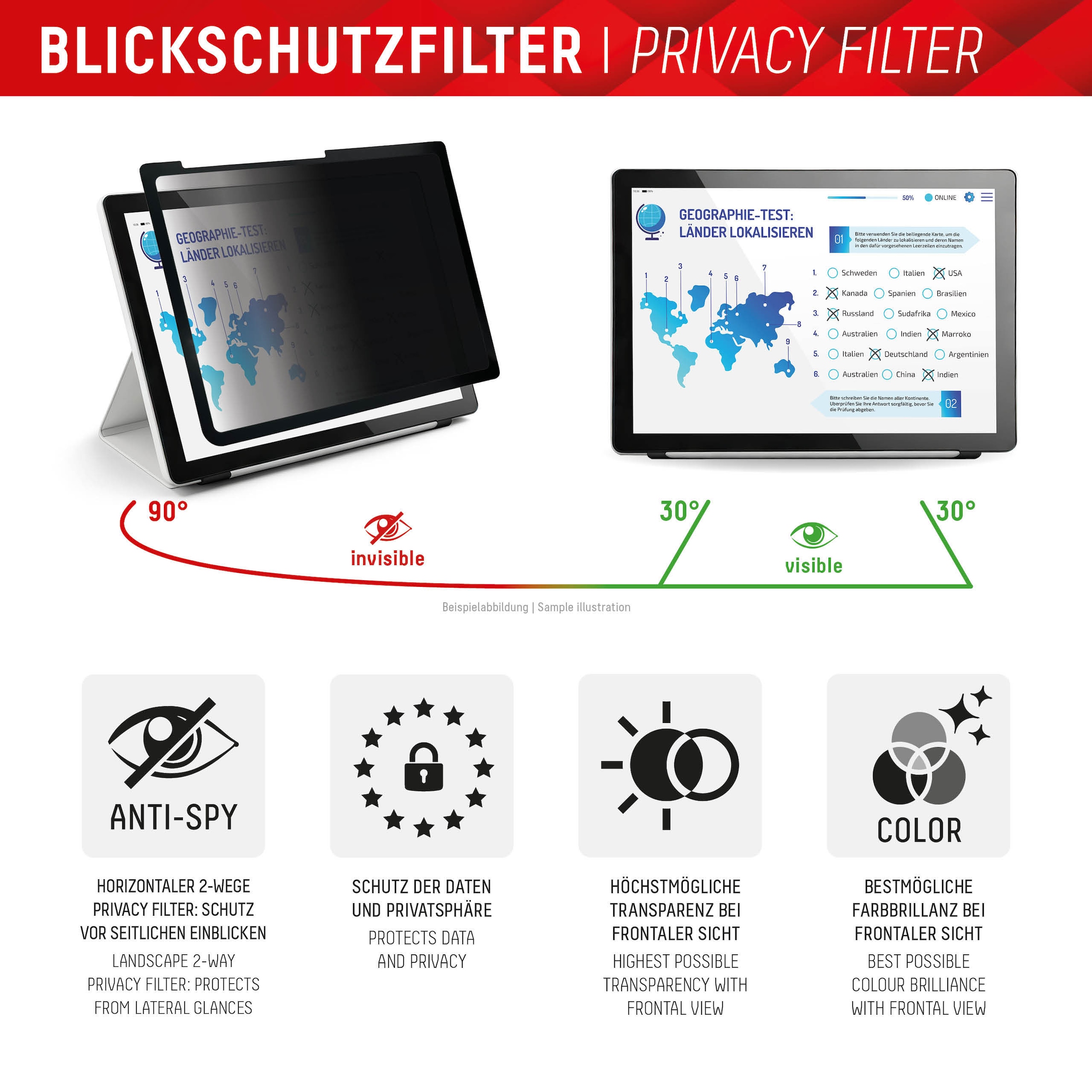 Displex Displayschutzfolie »Tablet Privacy Safe« für Apple iPad Pro 11