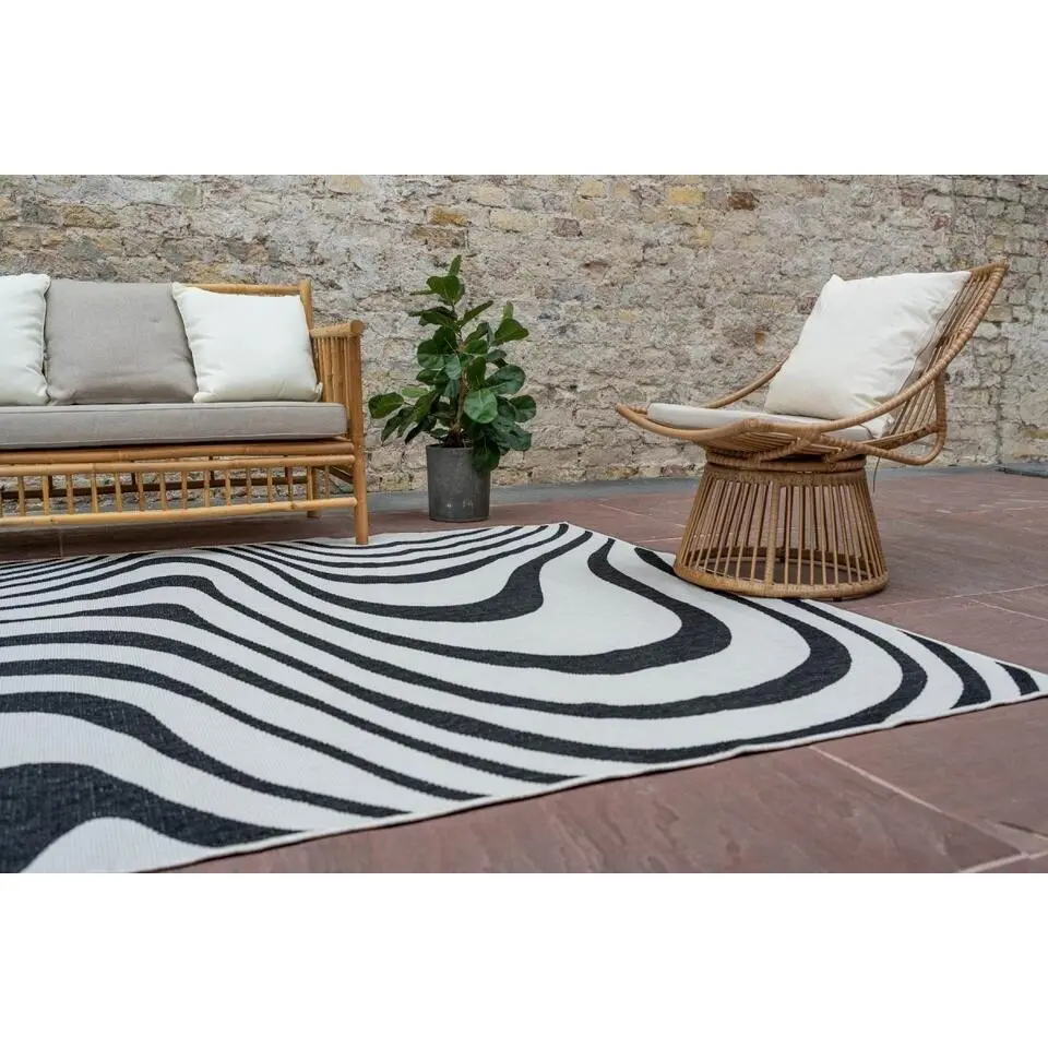 Interieur05 Buitenkleed Swirl Zwart - 290 x 200 cm