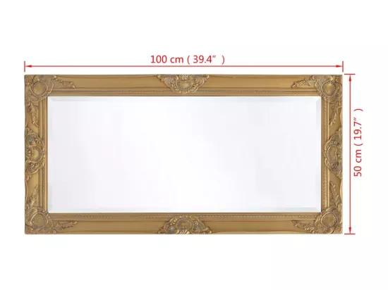 Miroir mural style baroque 100x50 cm Doré