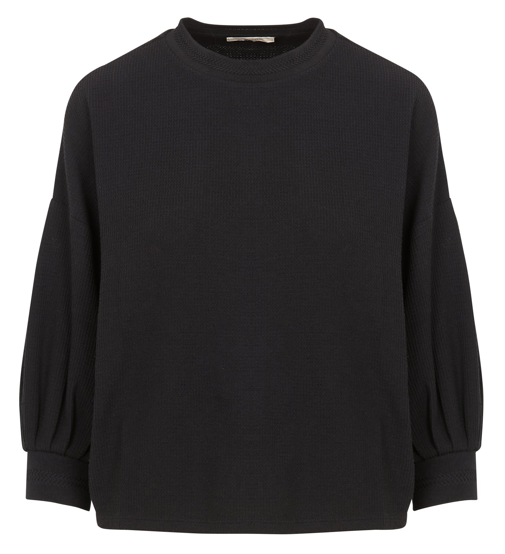 TAMARILLO - Sweat col rond aspect nid d'abeille en coton mélangé | Noir
