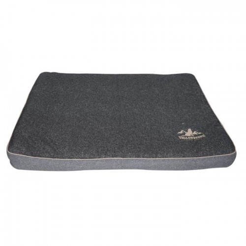 Cama retangular acolchoada Tyrol cinza para cães de grande porte.