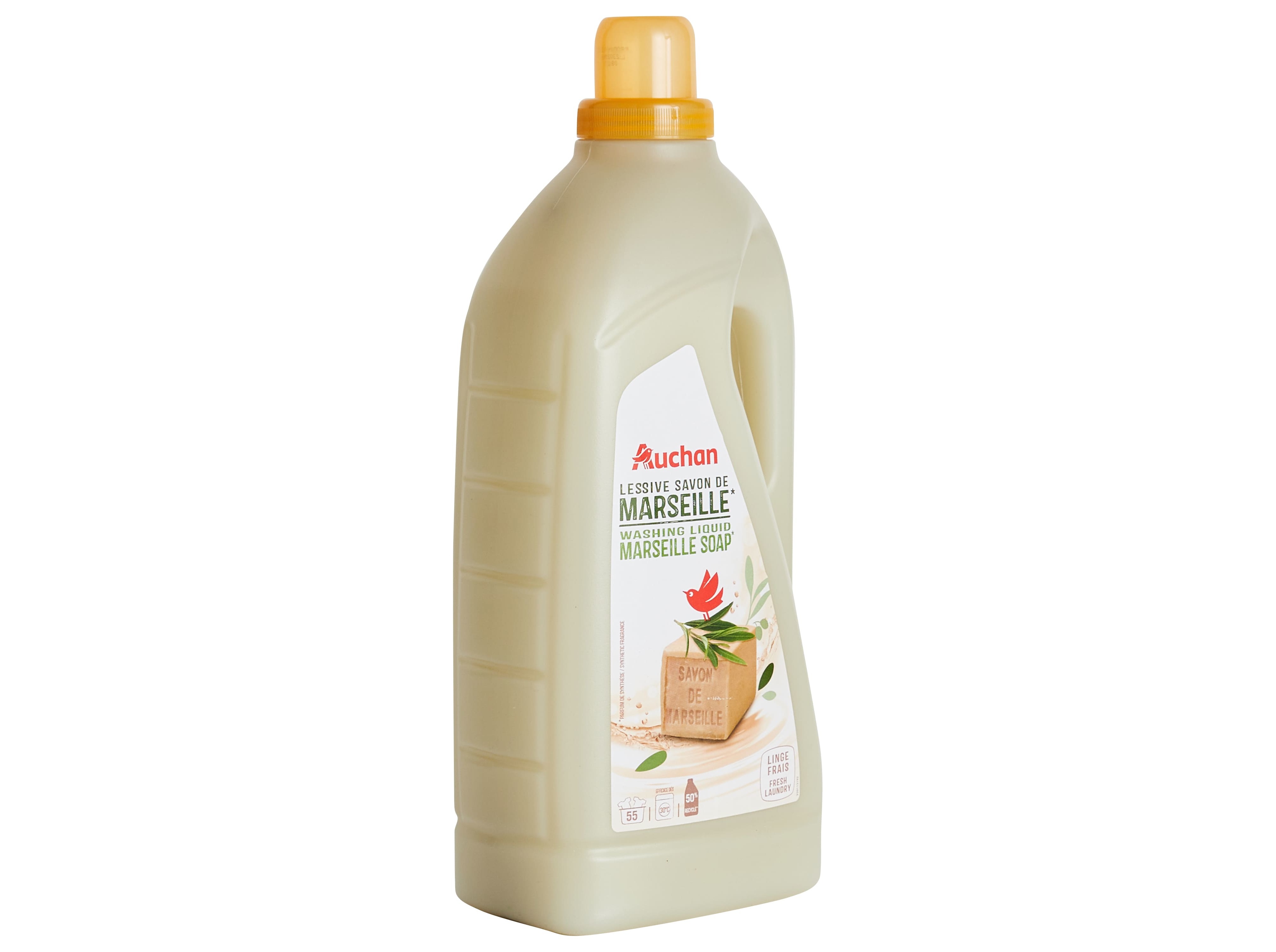 DETERGENTE ROUPA MÁQUINA LÍQUIDO AUCHAN SABÃO MARSELHA 55 DOSES