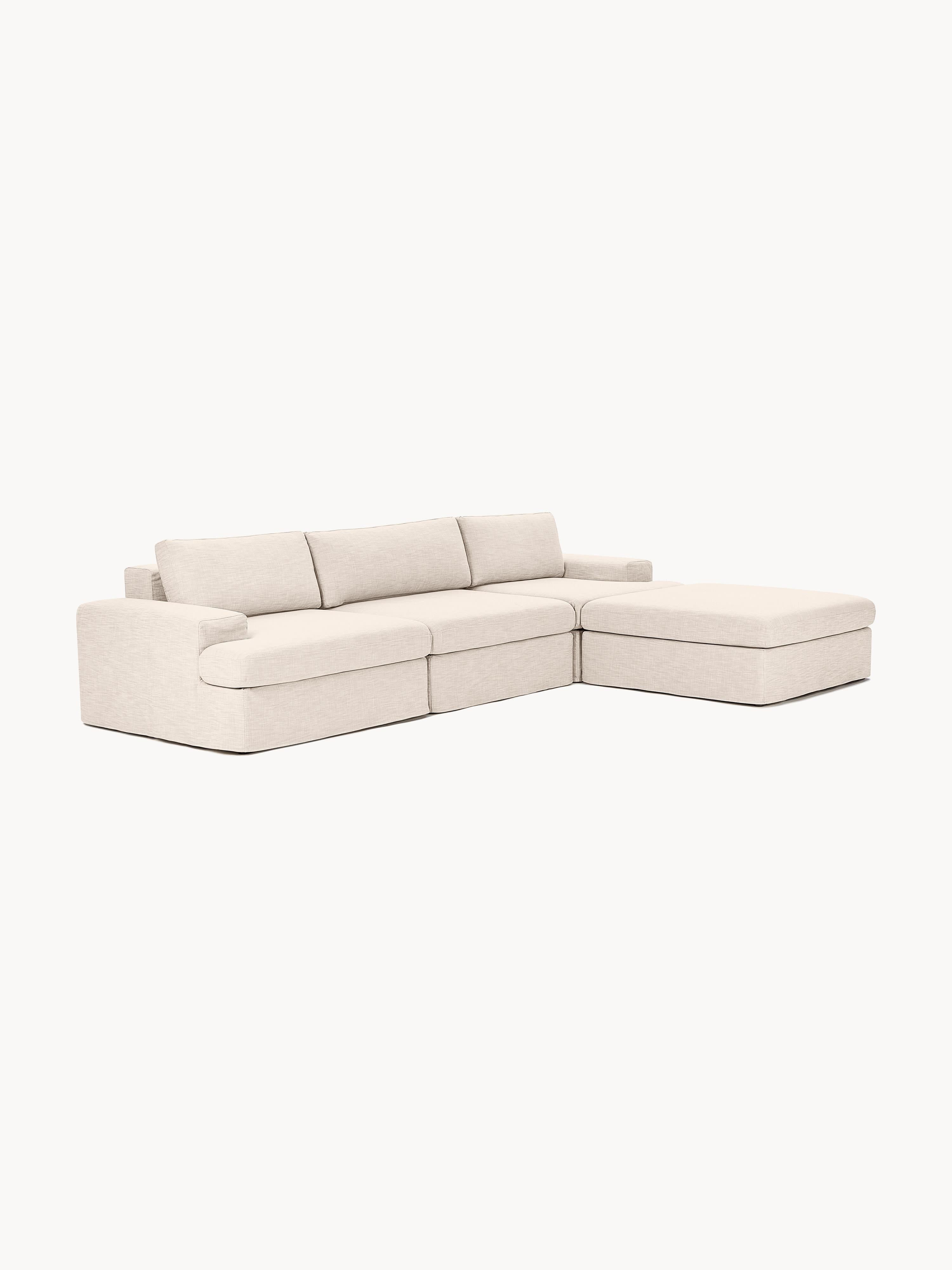 Modulaire bank Russell (4-zits) met poef (links/rechts)