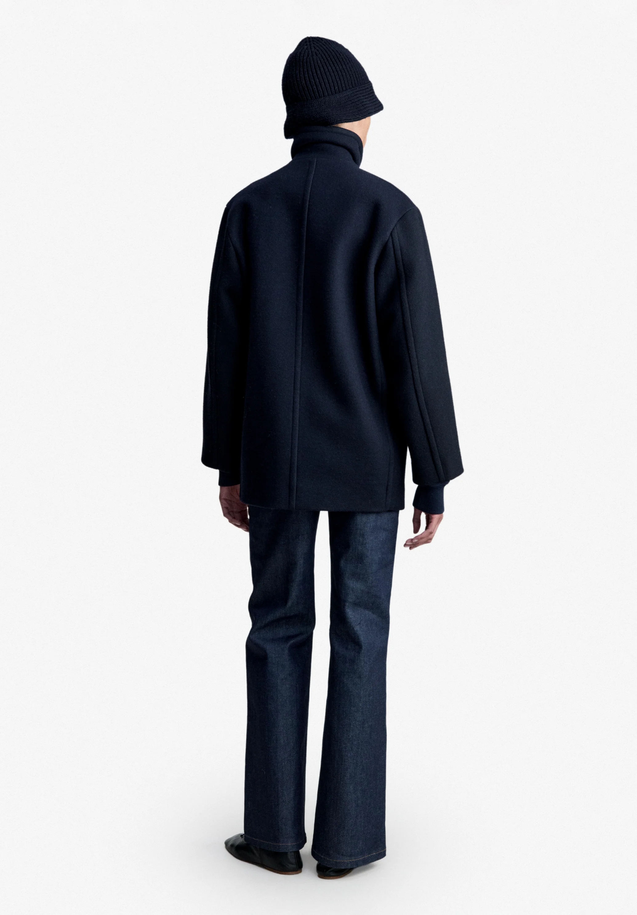Caban en laine recyclée. - Dark navy