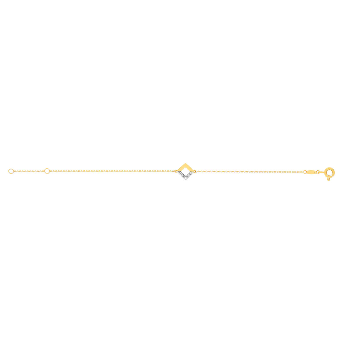 Bracelet or 375 2 tons diamant 18 cm