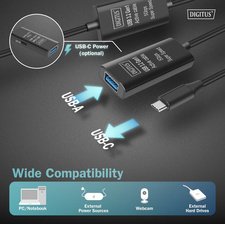 Câble de rallonge actif USB 3.2 Gen1, 5 m