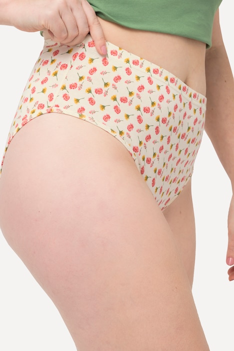 Slips, 2er-Pack, Blüten/einfarbig, Midislips, Biobaumwolle