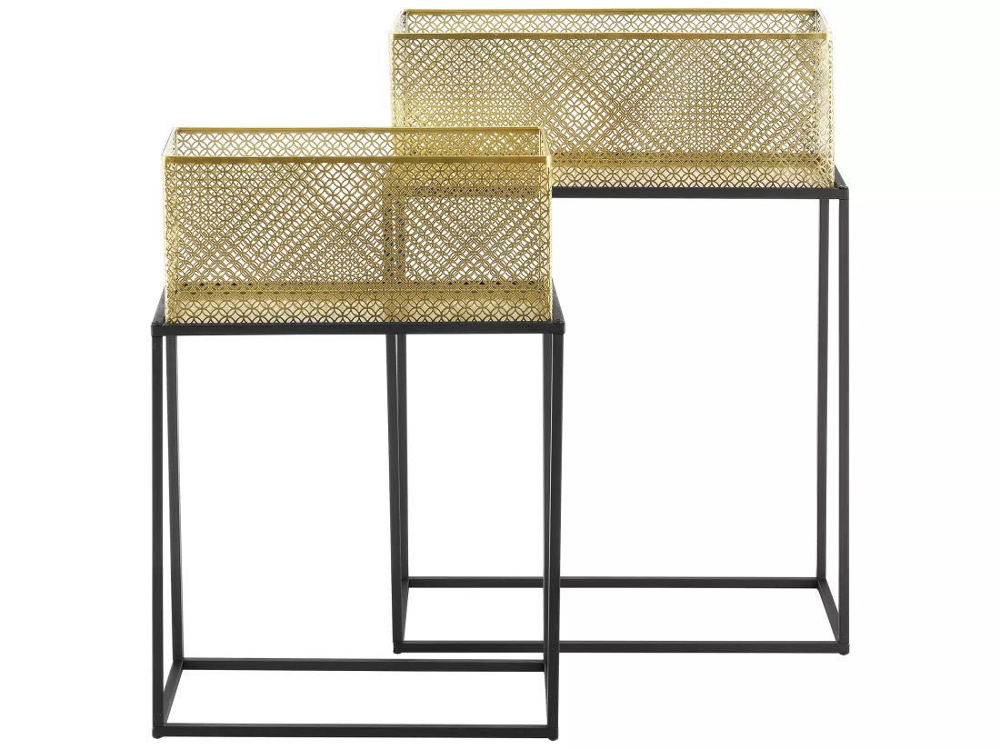 Lot De 2 Supports De Plante Anderlues Noir Laiton [en.casa]