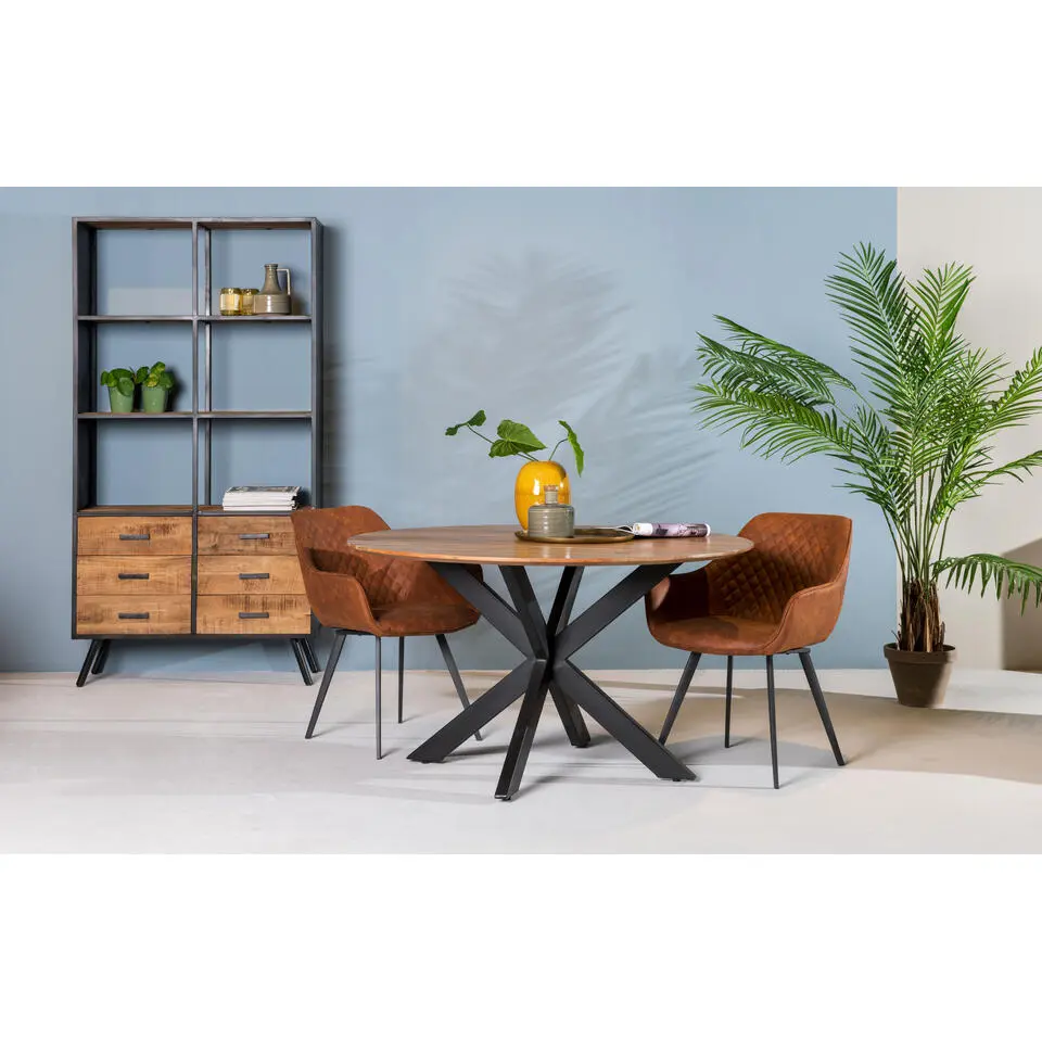 Livingfurn - e Ronde Eetkamertafel - - Acasia Hout - 120 cm - Bruin