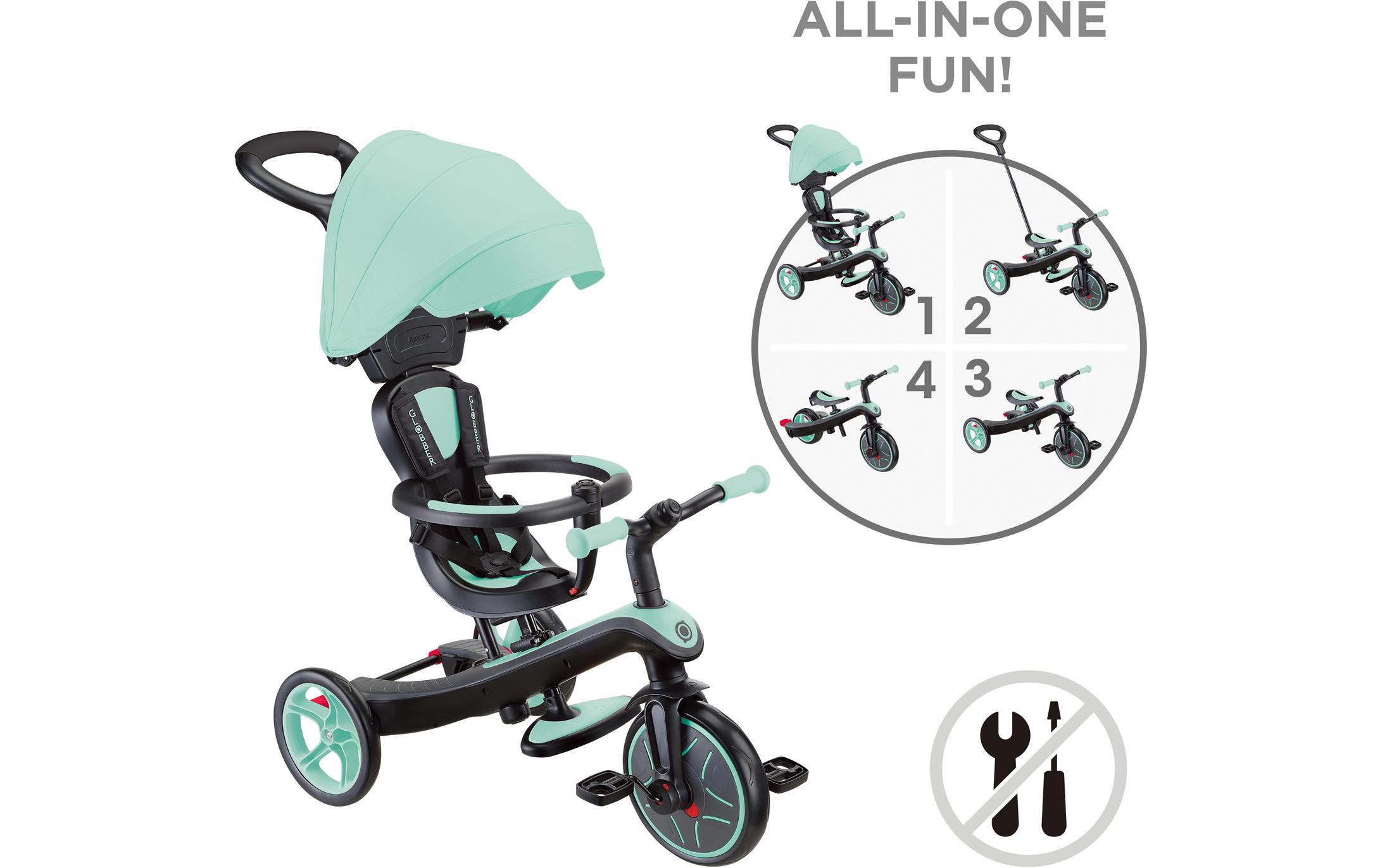 Dreirad Trike Explorer 4 in 1 Mint<br>Vielseitiges 4-in-1-Fahrzeug für kleine Entdecker