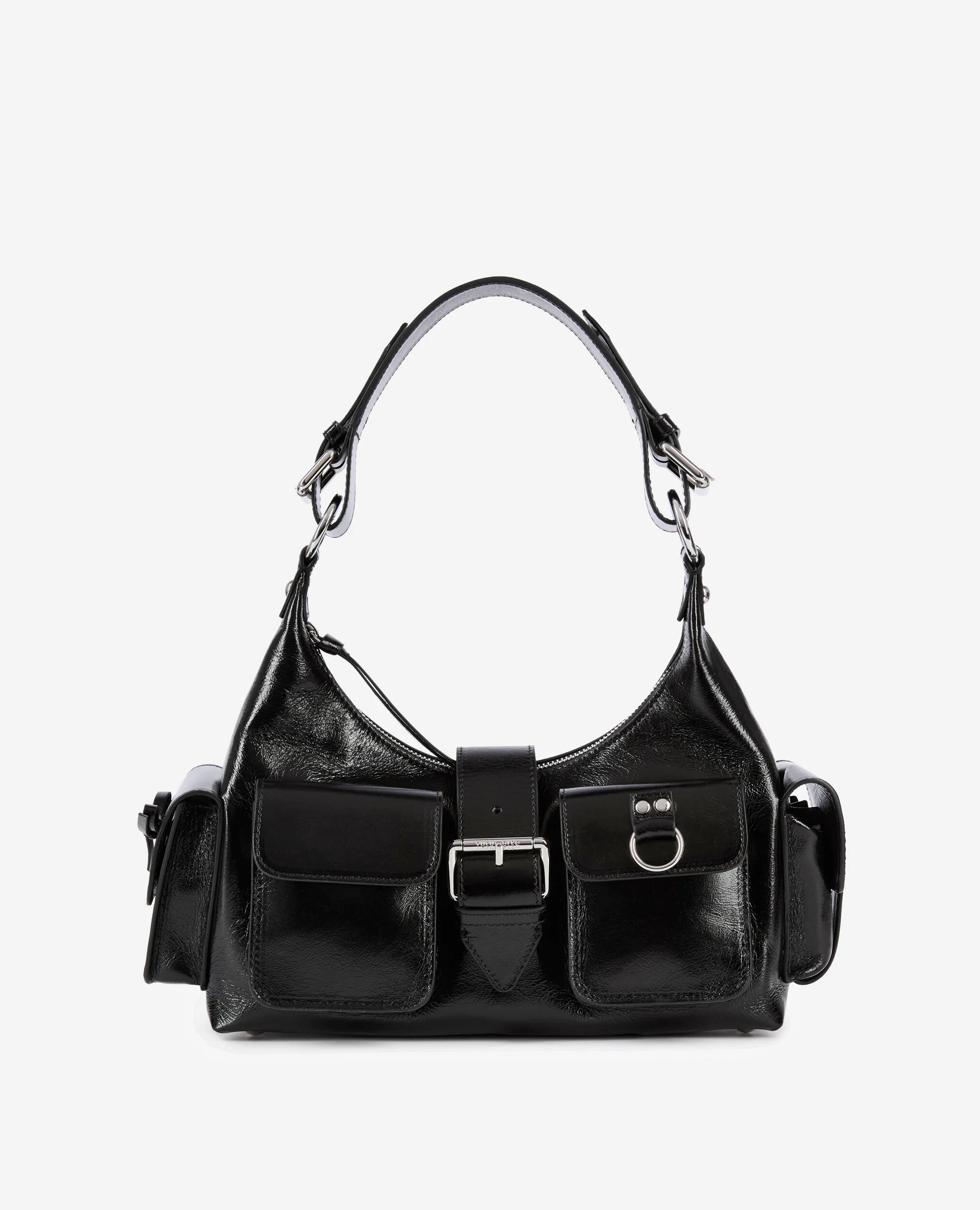 Sac Amelia en cuir craquelé noir