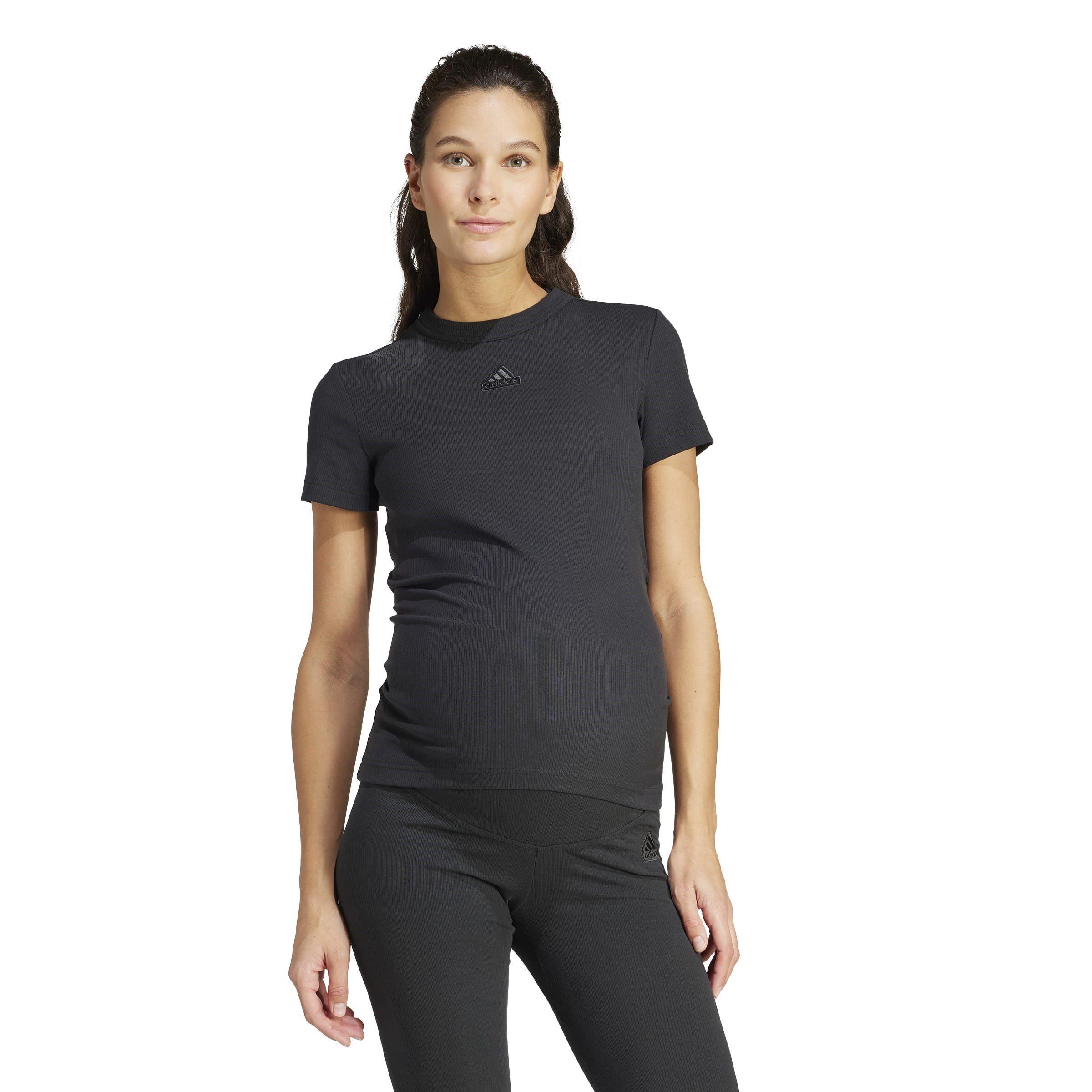 adidas Ribbed Fitted Maternity T Shirt Womens