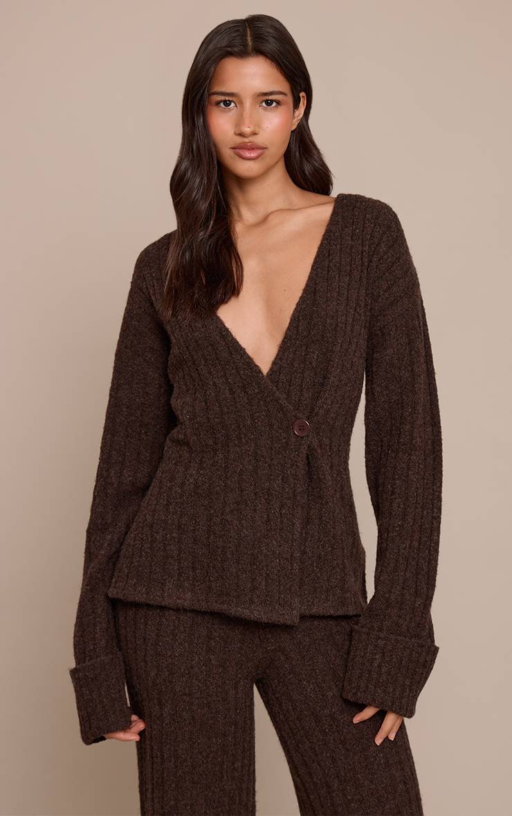 Chocolat Cardigan En Maille Tall Avec Revers Aux Poignets