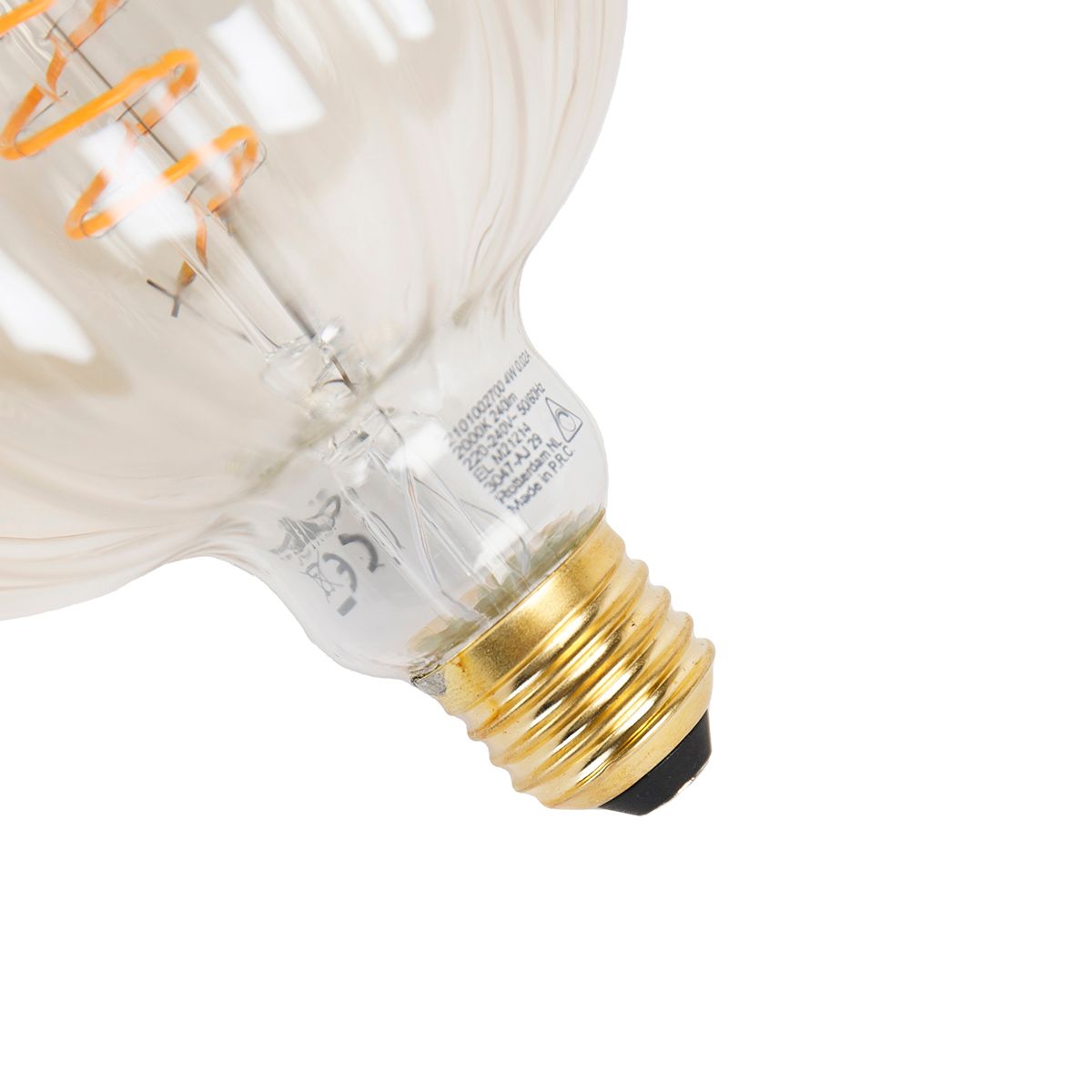 E27 dimbare LED lamp G125 amber 4W 200 lm 2000K