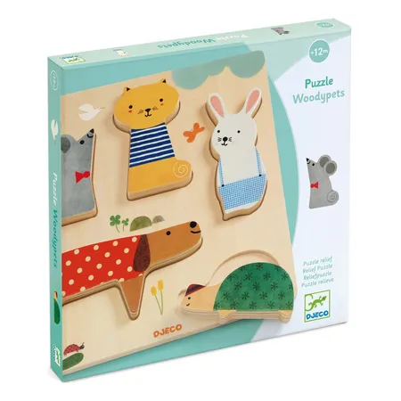 Djeco Relief Puzzle: Woodypets, 5 Teile