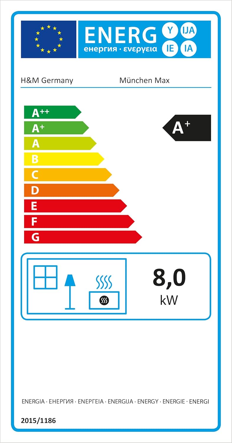 H&M Germany Kaminofen München Max Style gussgrau/Naturstein 150mm Rauchrohranschluss 8kw Holzofen Kohle Schwedenofen Steinverkleidung