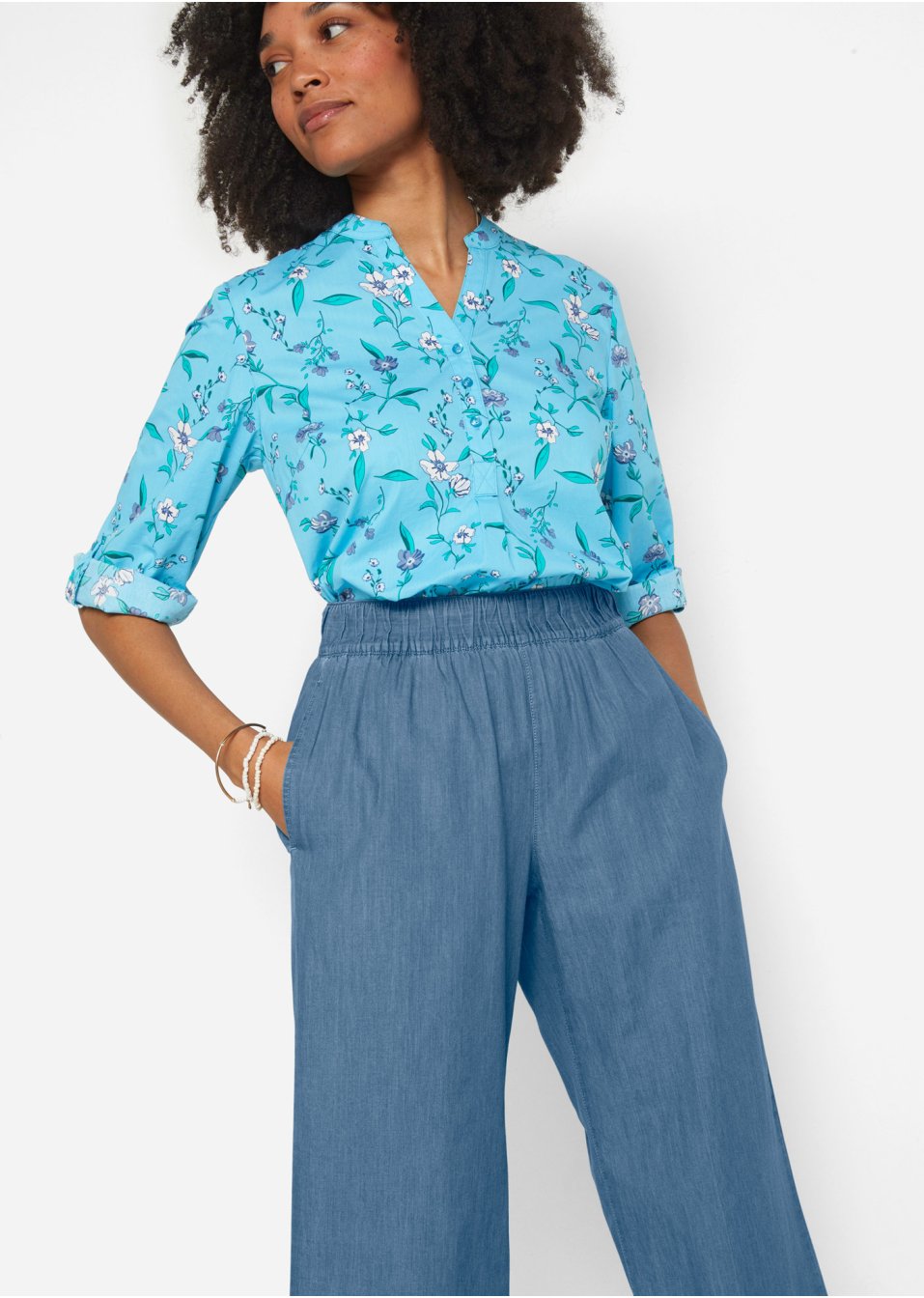 Jean à enfiler léger avec taille confortable, coupe large