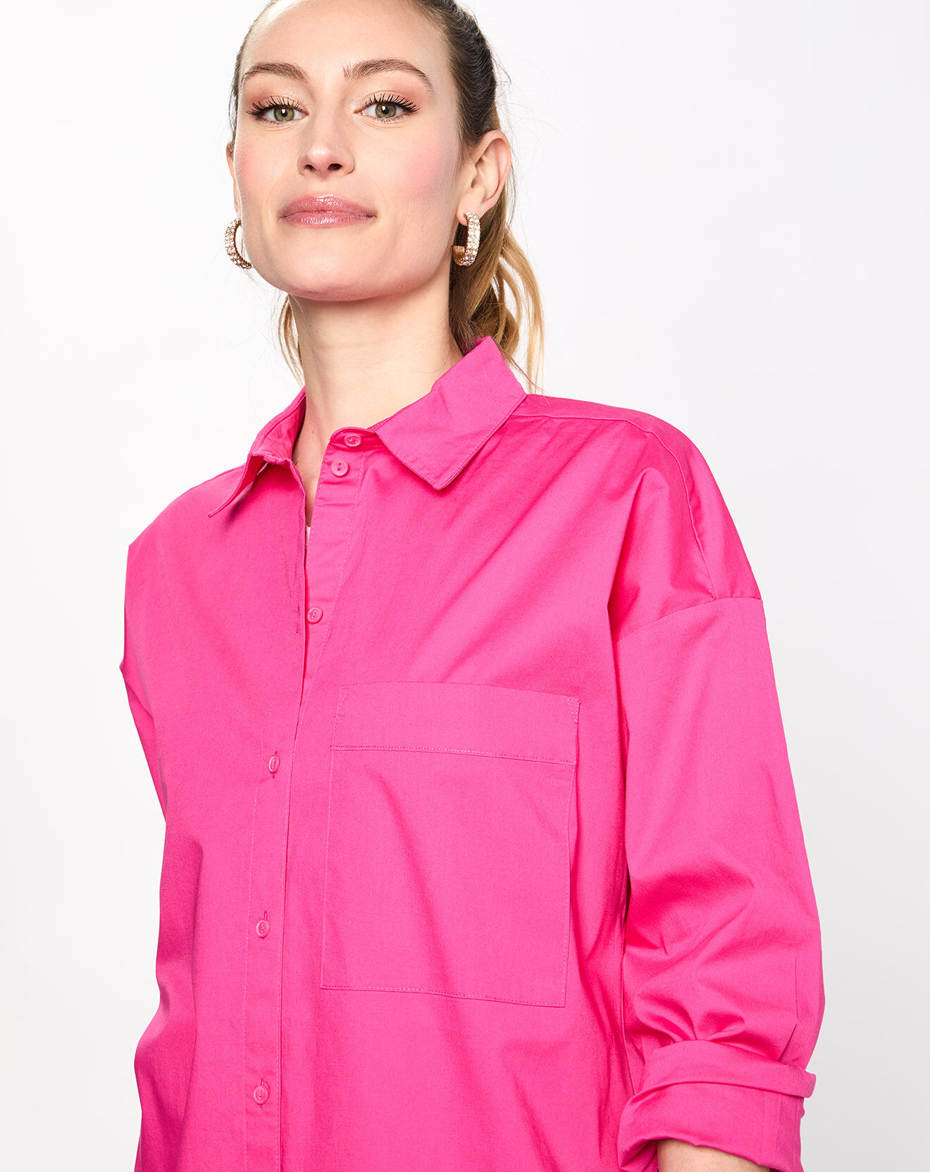 Esprit Chemise manches longues poches oversize rose vif