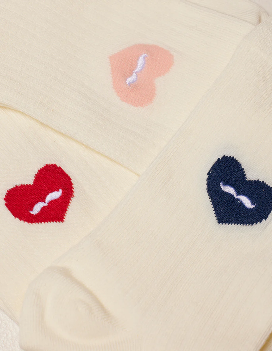 Pack de 3 Chaussettes - Fantaisie coeur rouge bleu rose