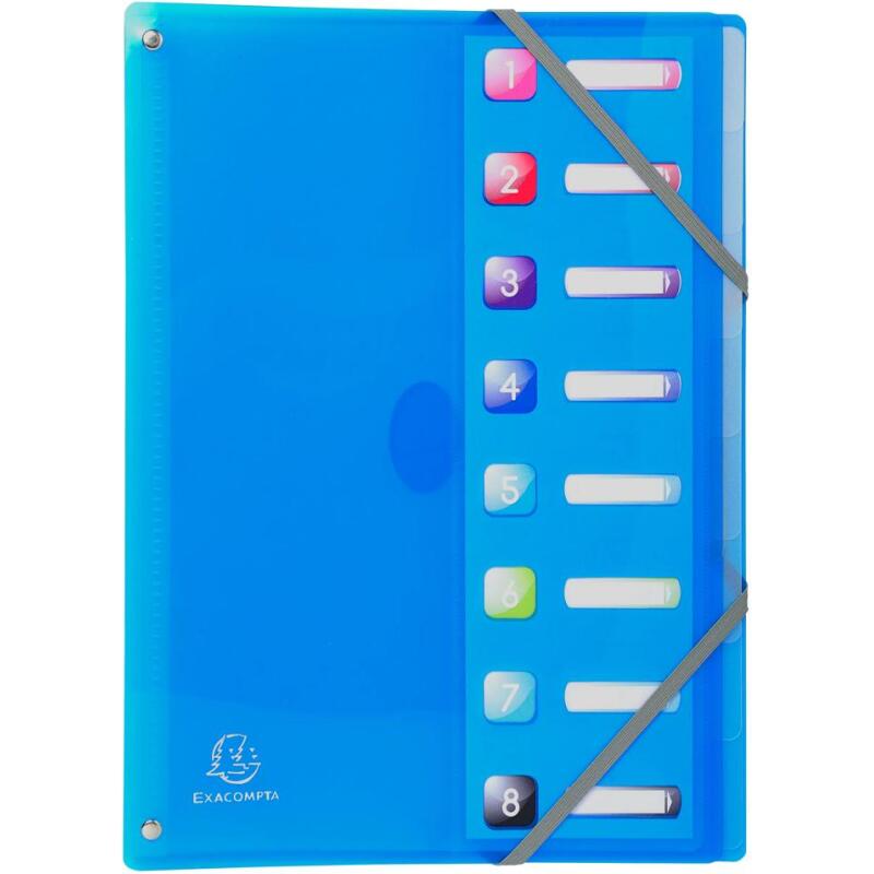 Trieur extensible en polypropylène 8 compartiments IDERAMA PP - A4 - Couleurs assorties
