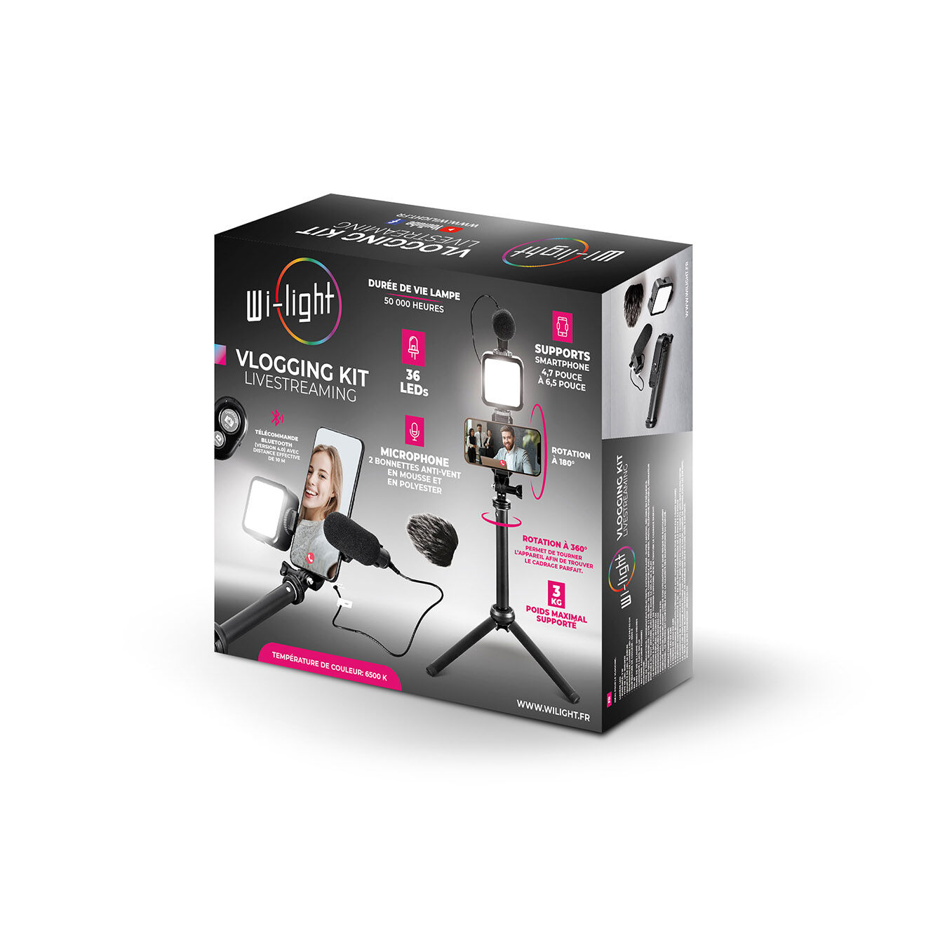 WI-LIGHT Kit Vlogging livestreaming 100 noir