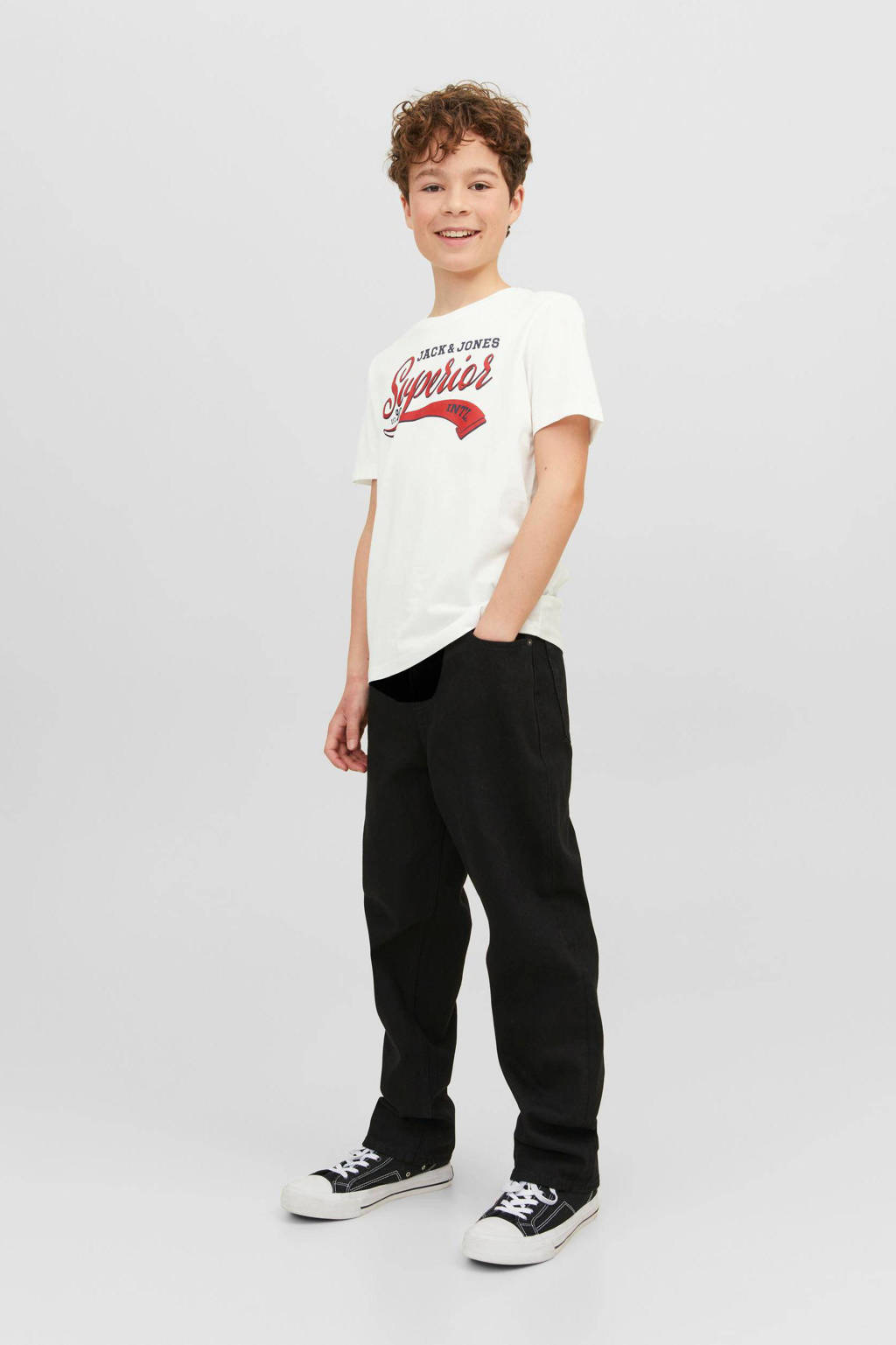 JACK & JONES T-shirt JJELOGO van katoen offwhite