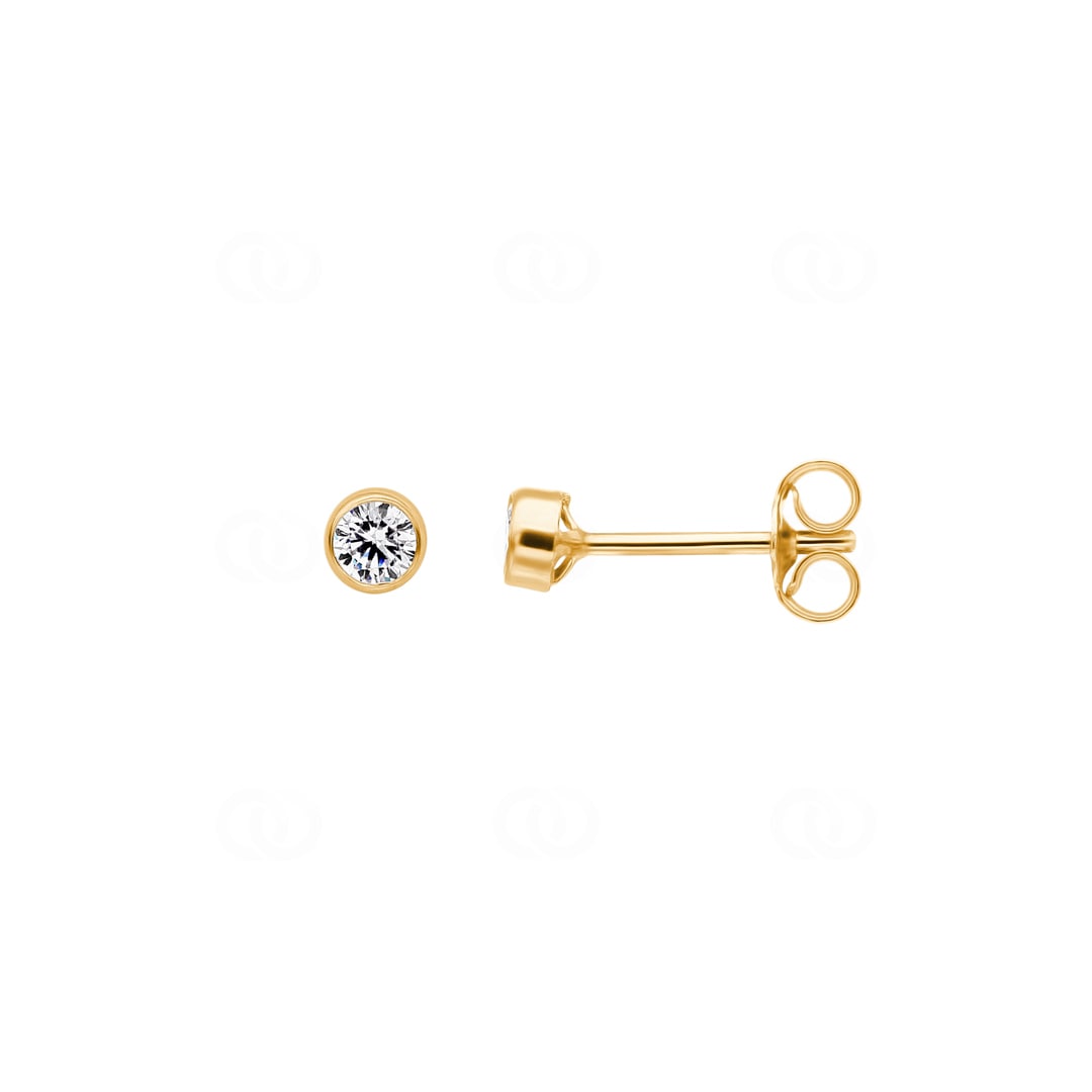 Ohrstecker 750/18 K Gelbgold mit Zirkonia Ø 3mm