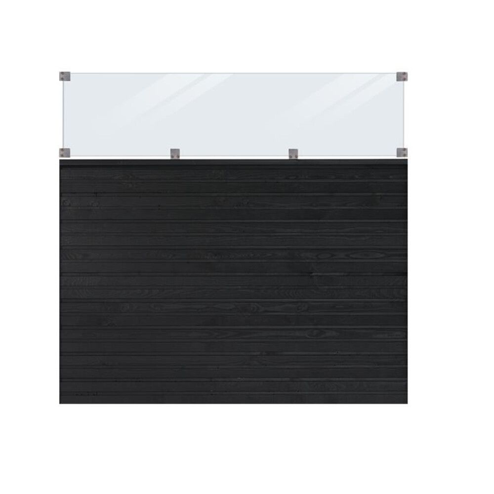 LEVEGG PLUS PLANK INKL. GLASSPROFIL 174X163CM SVART