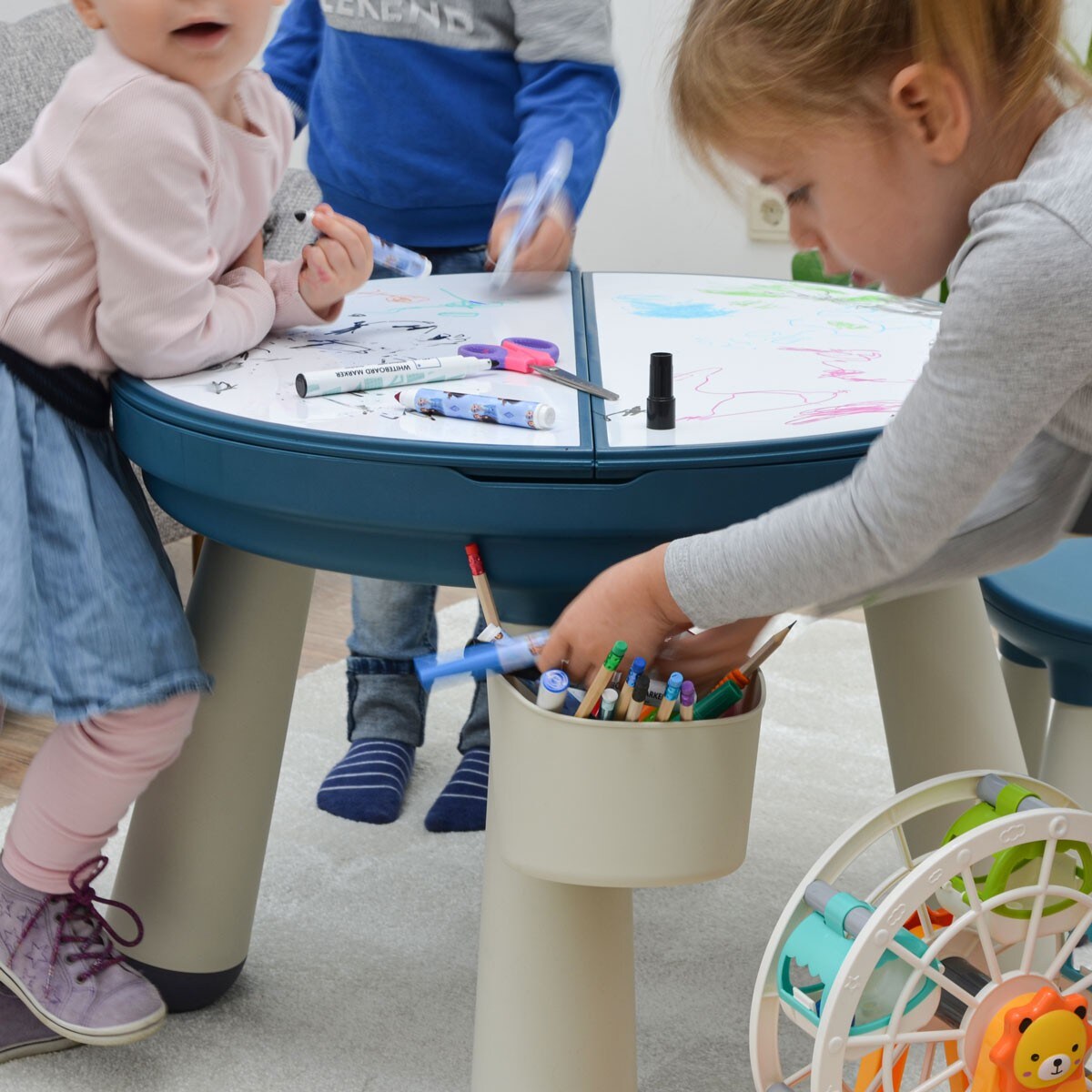 3-in-1 Kinder Spieltisch mit Platte für Bausteine - Kindertisch mit Stuhl