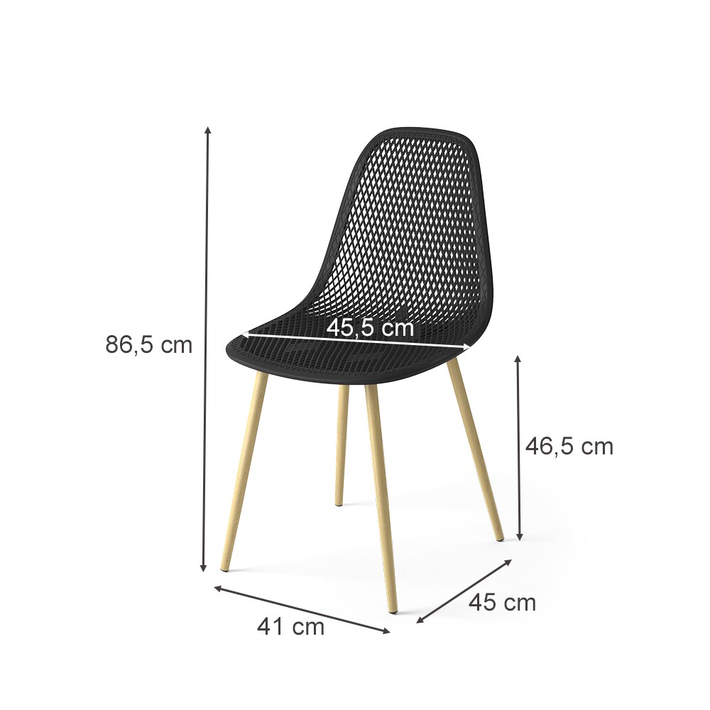 OK-Living Gartenstuhl Terrassenstuhl Balkonstuhl Joko Schwarz Sitzschale 4er Set