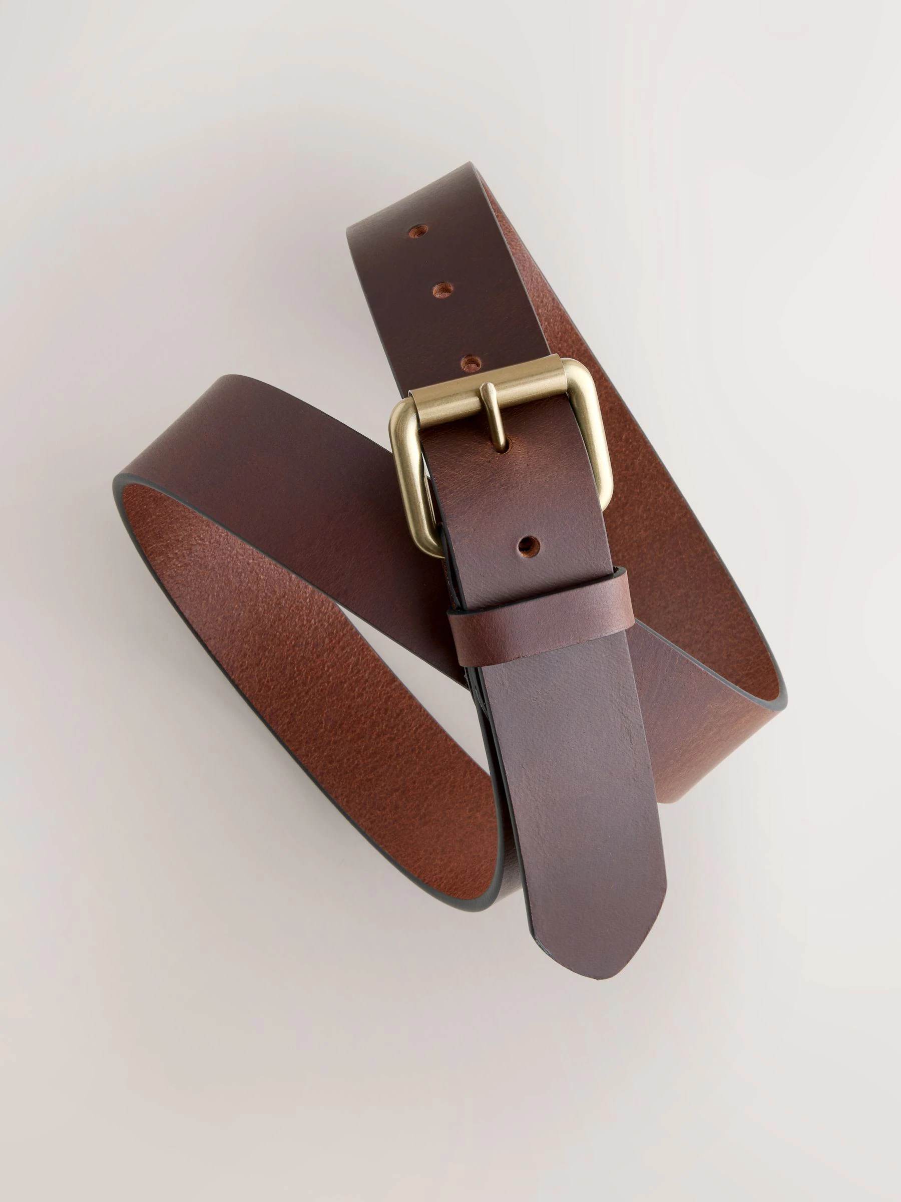 Bruin - Casual leren riem met rolgesp