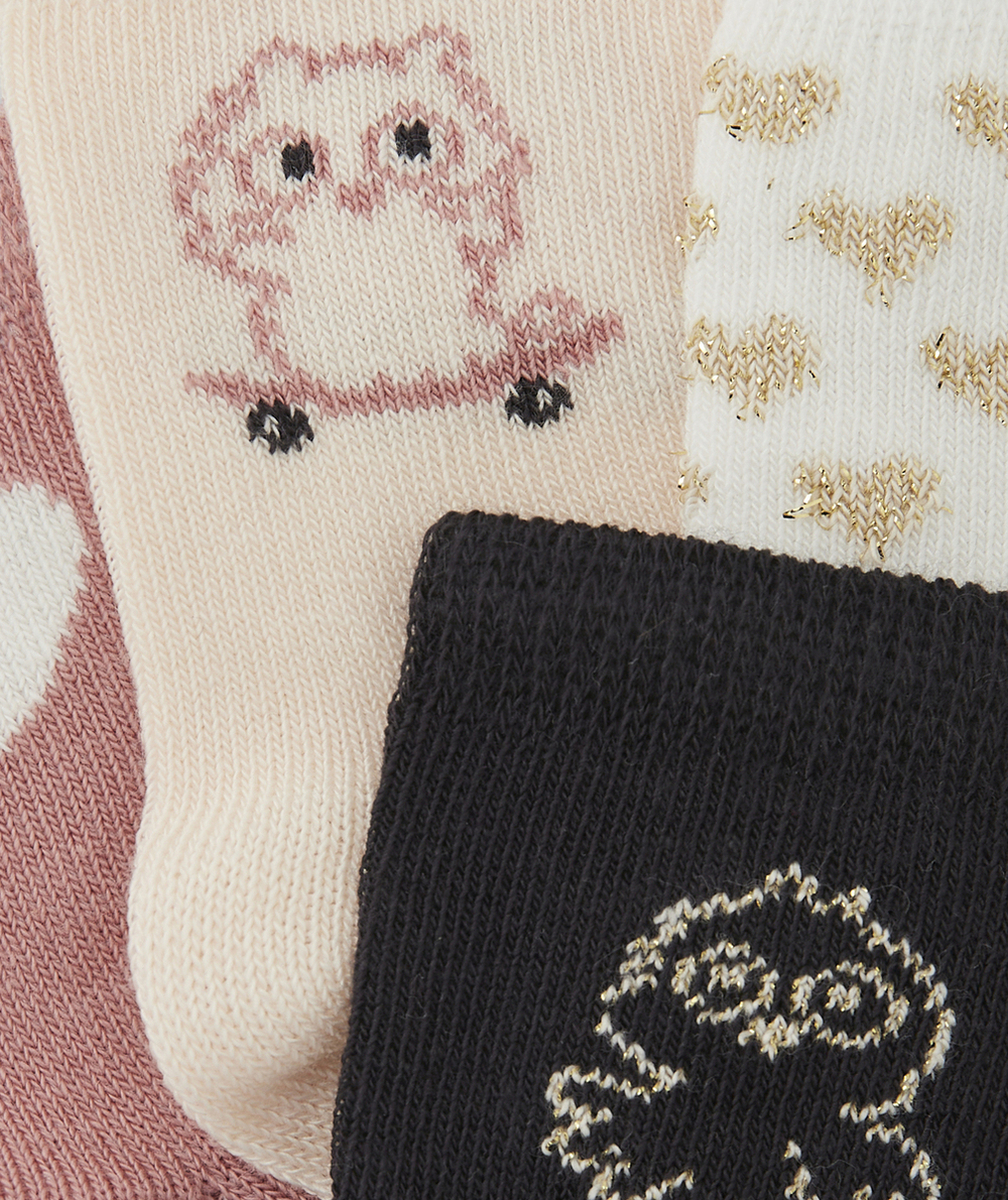 LOT DE 5 CHAUSSETTES BÉBÉ FILLE EN COTON ROSE BLANC ET GRIS