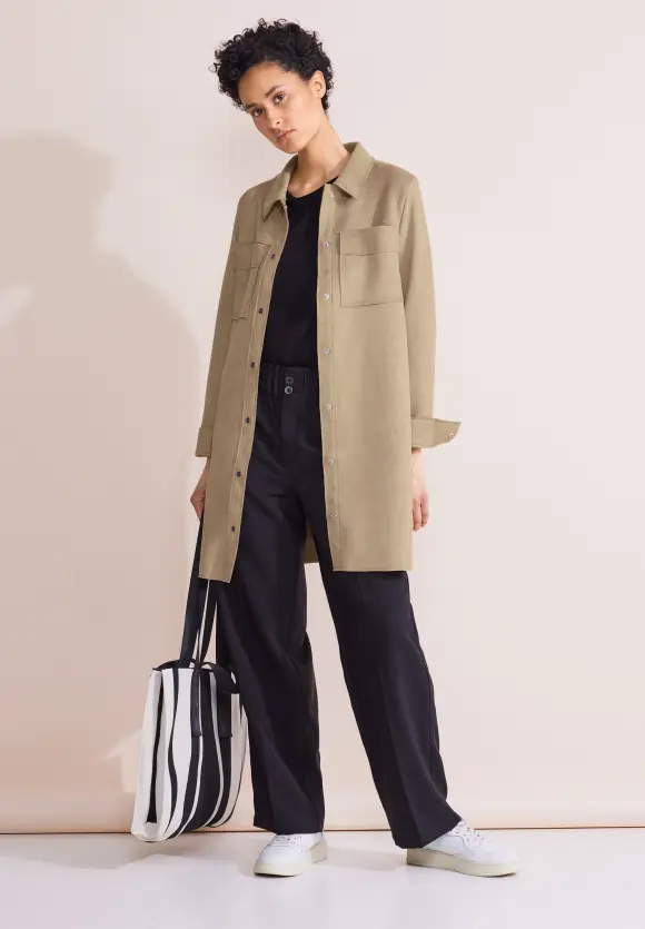 Long Velours Jacke - rich sand