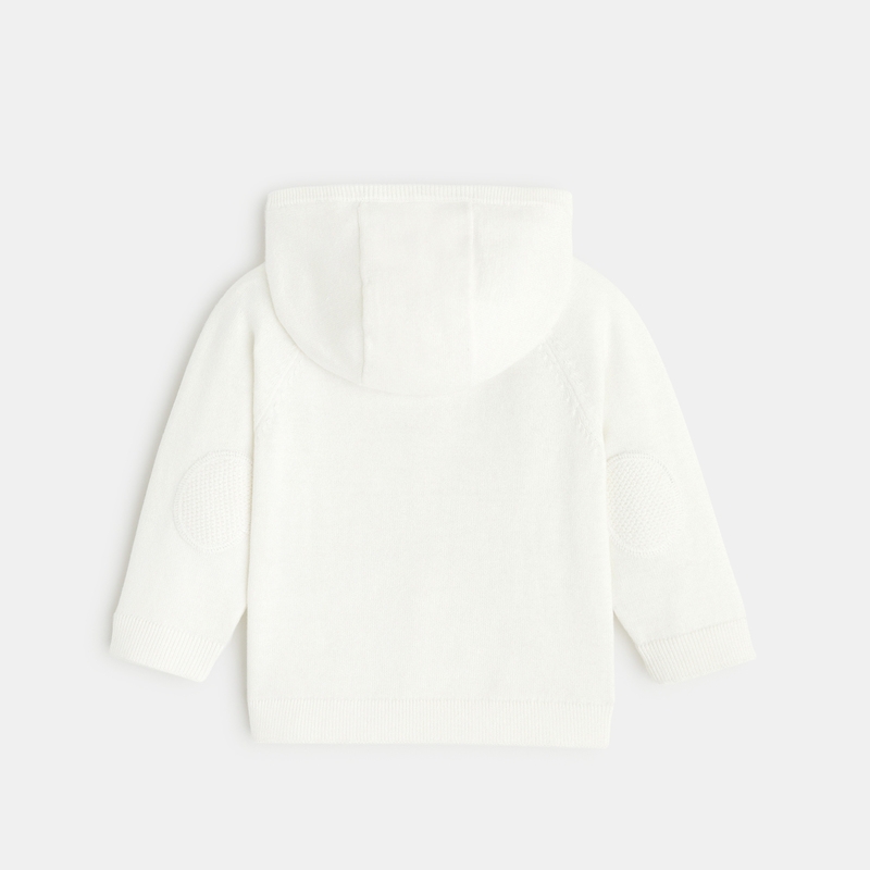 Gilet zippé maille à capuche blanc bébé garçon