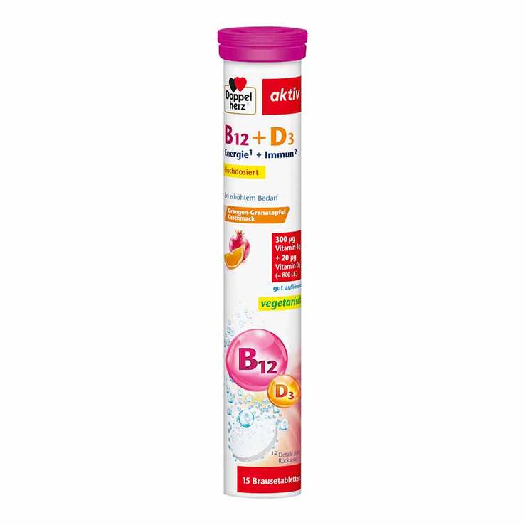 Doppelherz Vitamin B12 + D3 Brausetabletten, 15 St