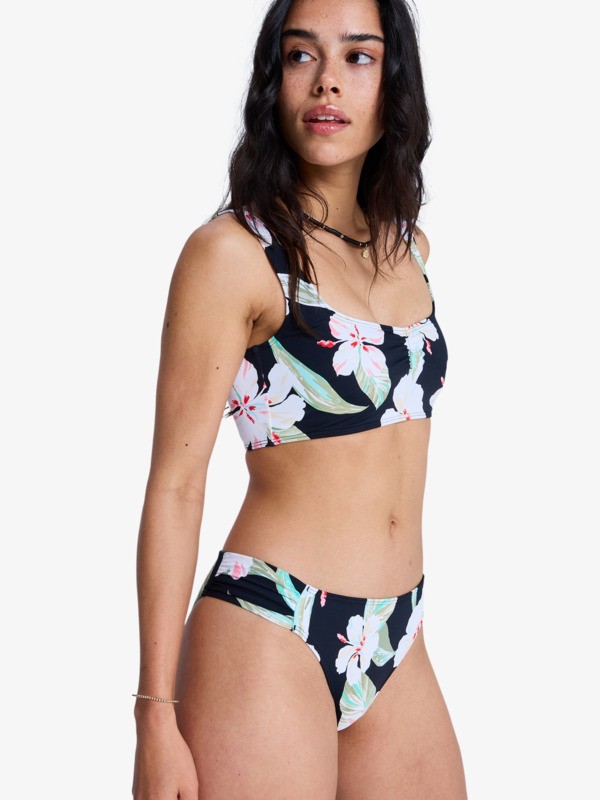 Printed Essentials Moderate Bas de bikini classique Noir Femme