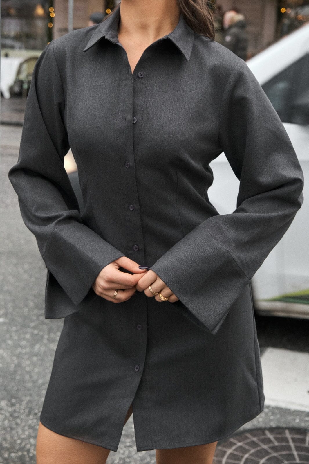 Neo Noir Cajsa Solid Shirt Dress 164077