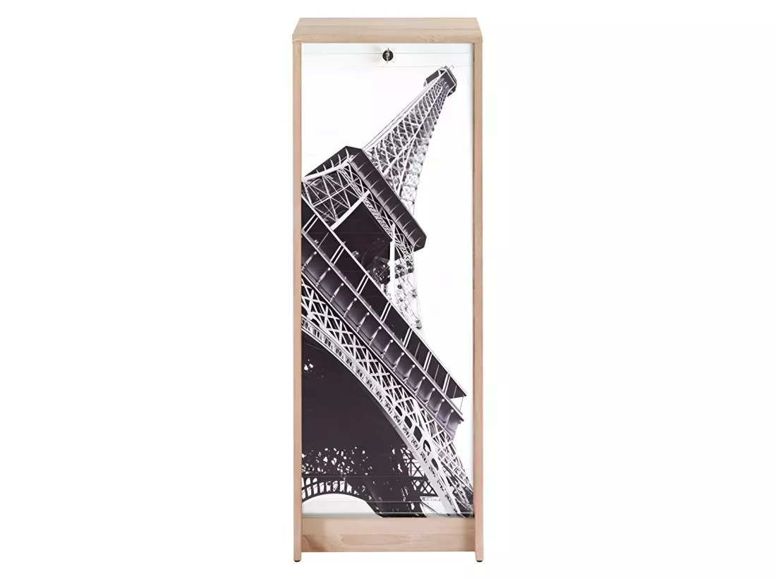 Classeur à Rideau Chêne 6 Niches L 37.8 H 103.8 P 38.4 cm - Coloris: Tour Eiffel 750 751