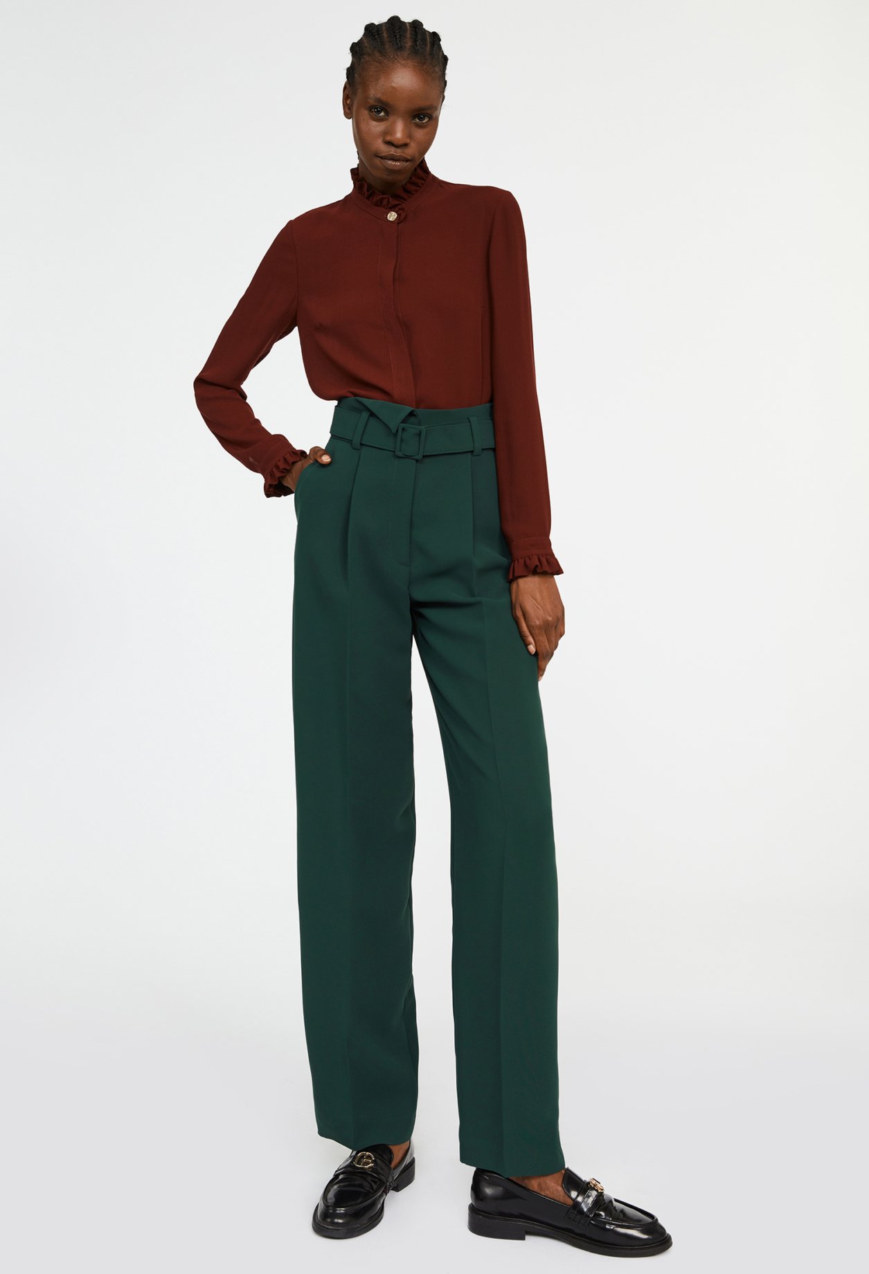 Pantalon tailleur ceinture