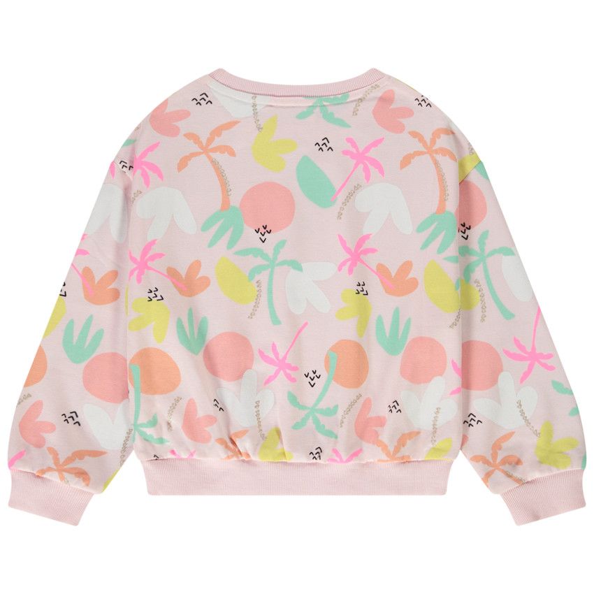 Sweat oversize en molleton imprimé fantaisie pour fille - Rose